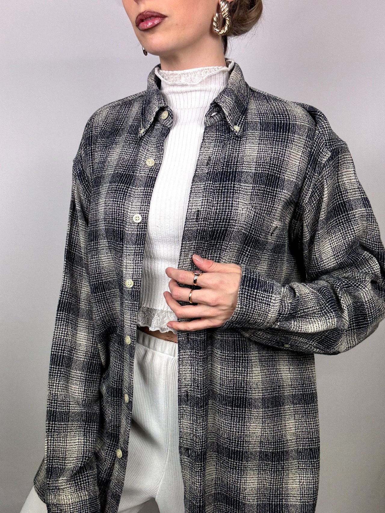 Vintage L/XL Plaid Thick Shirt