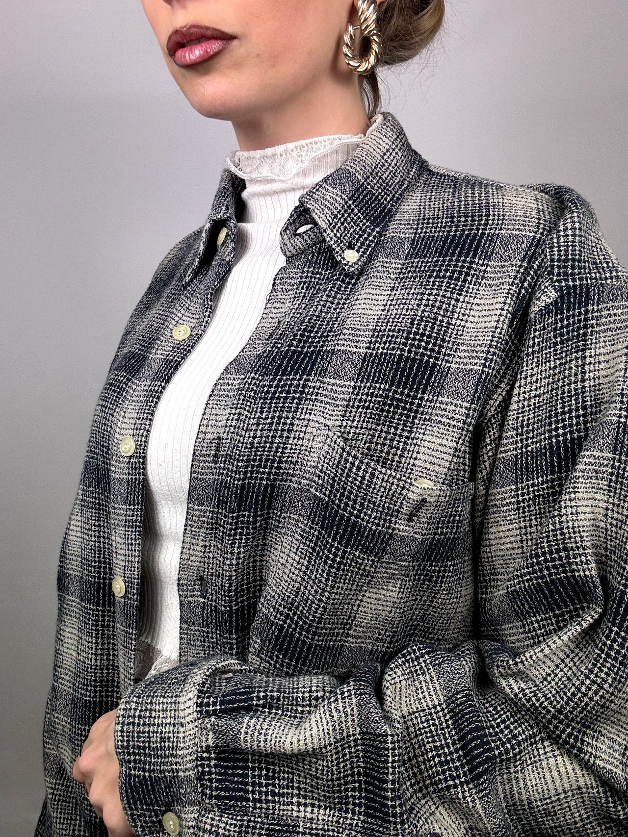 Vintage L/XL Plaid Thick Shirt