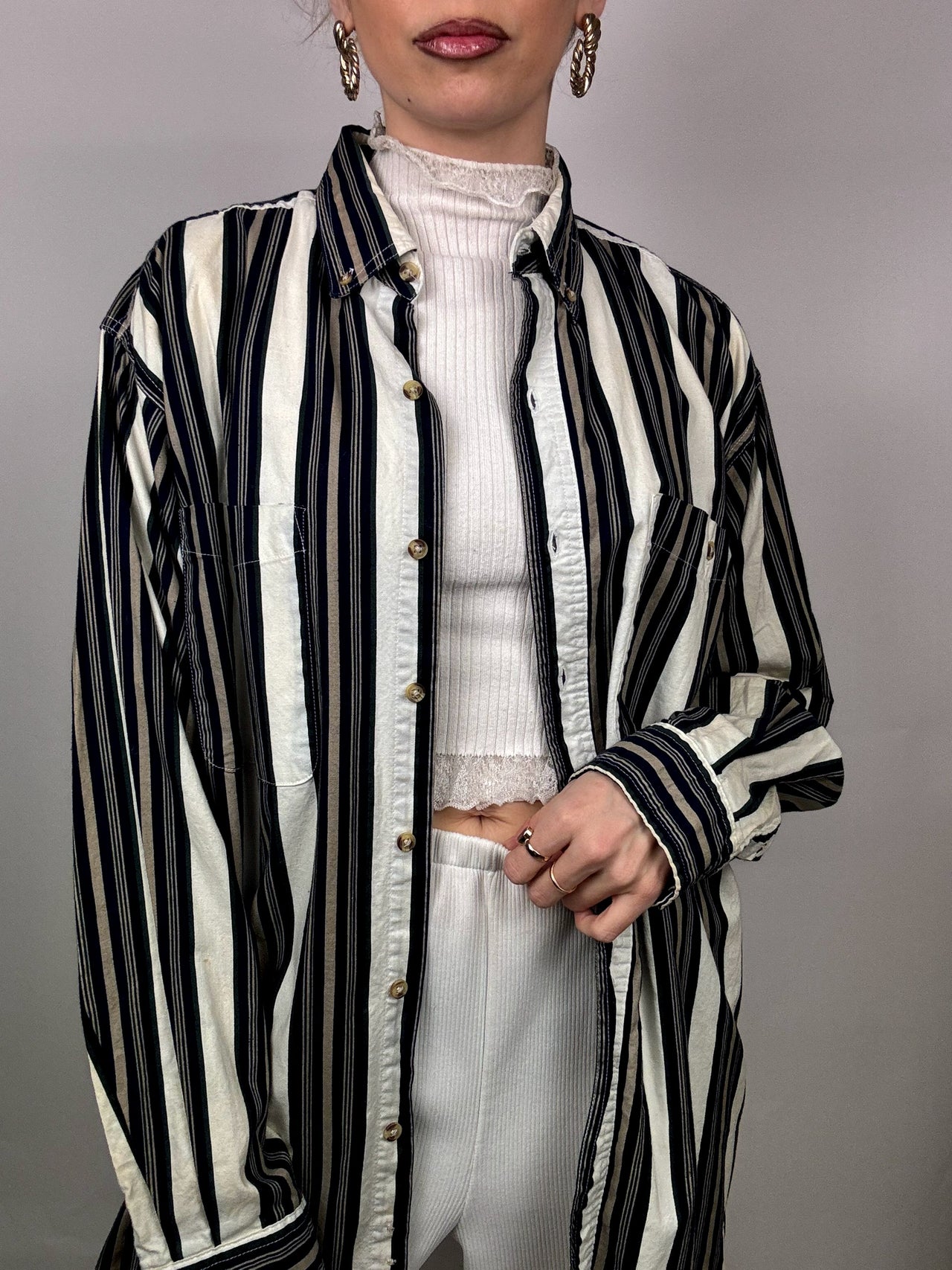 Vintage striped cotton shirt L