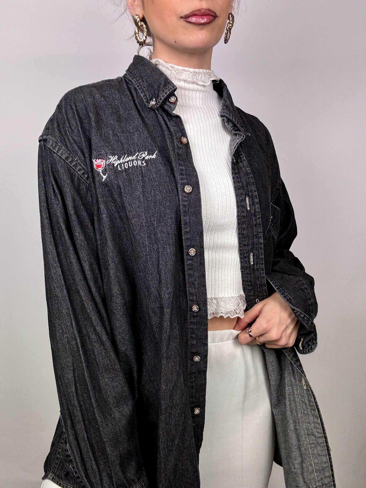 Vintage XL black denim shirt