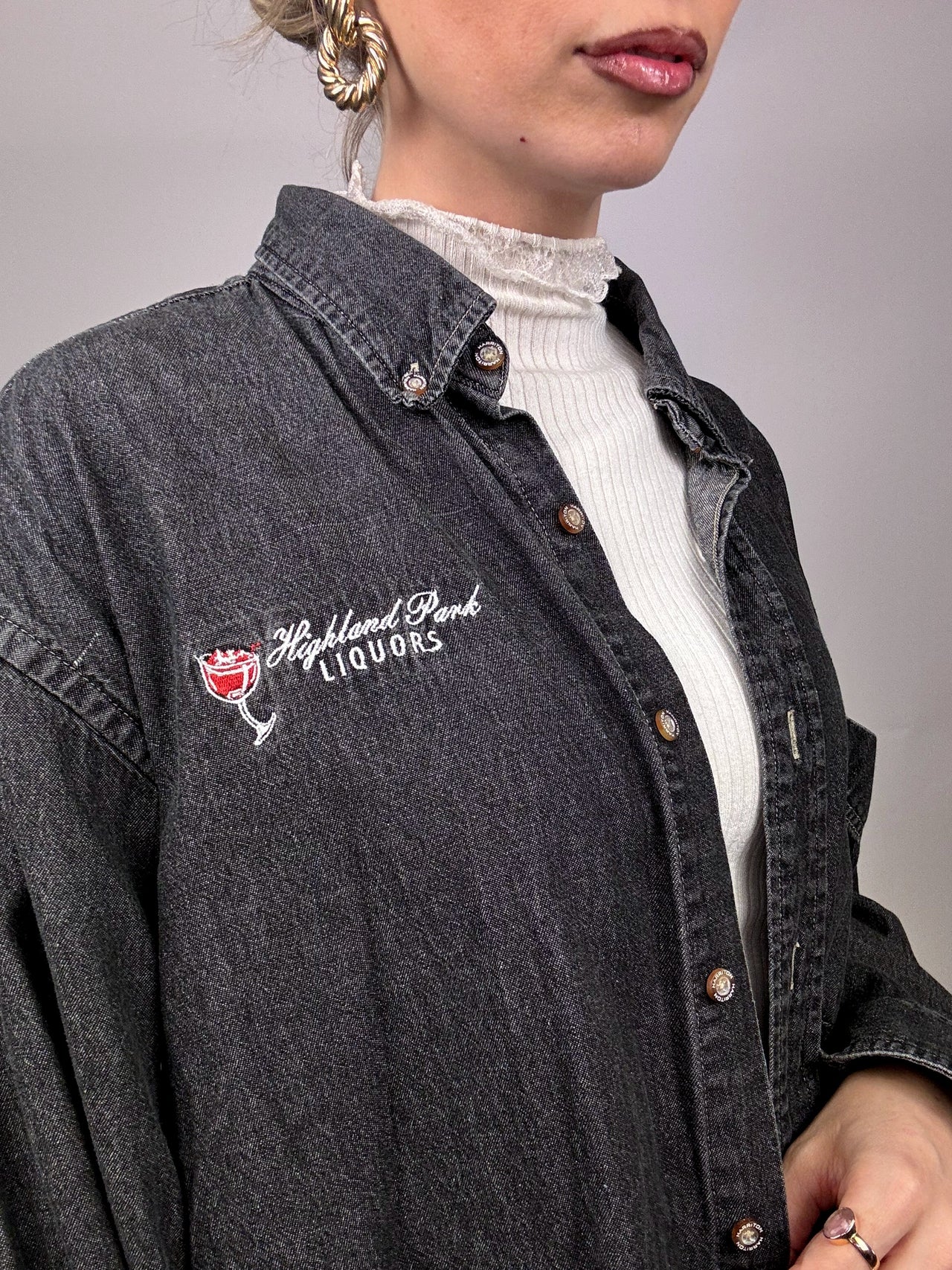 Vintage XL black denim shirt