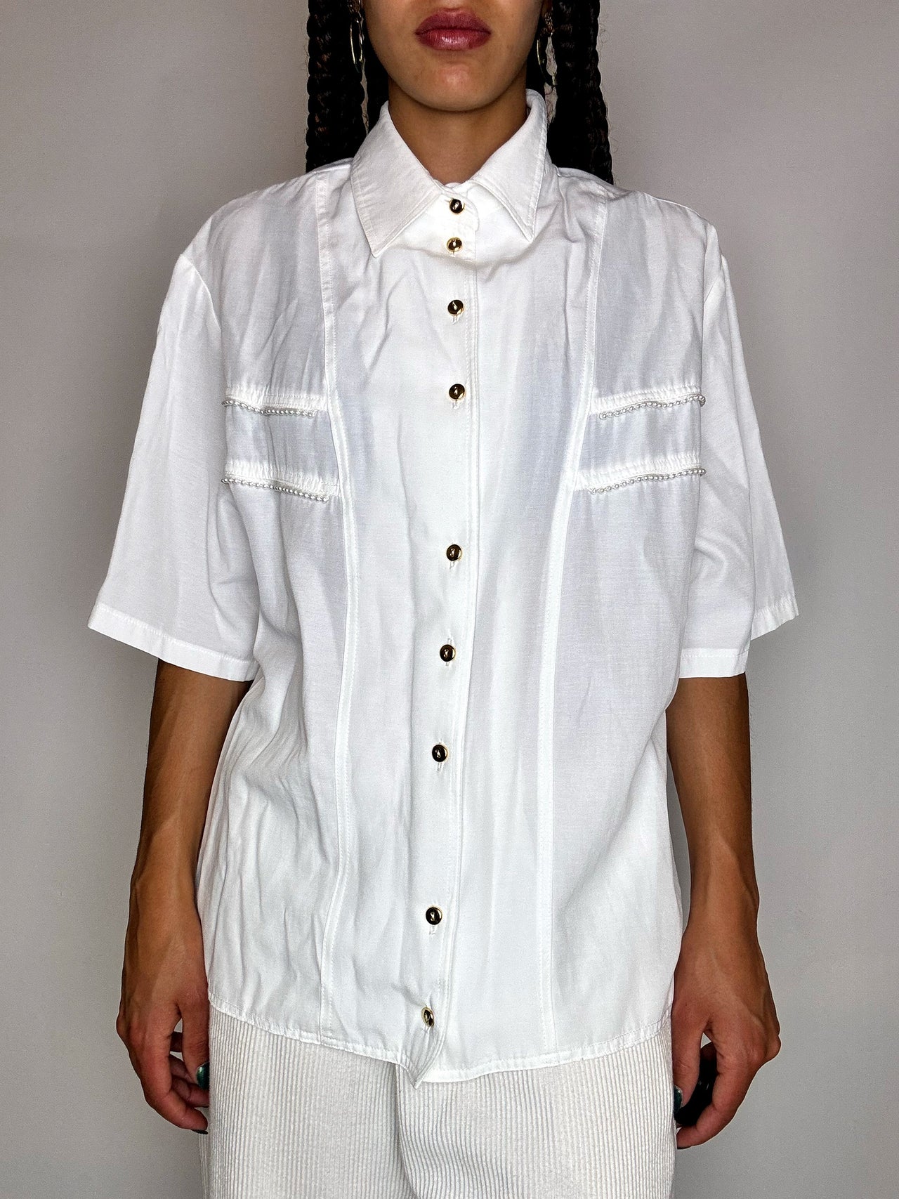 Chemise à détails blanche M vintage
