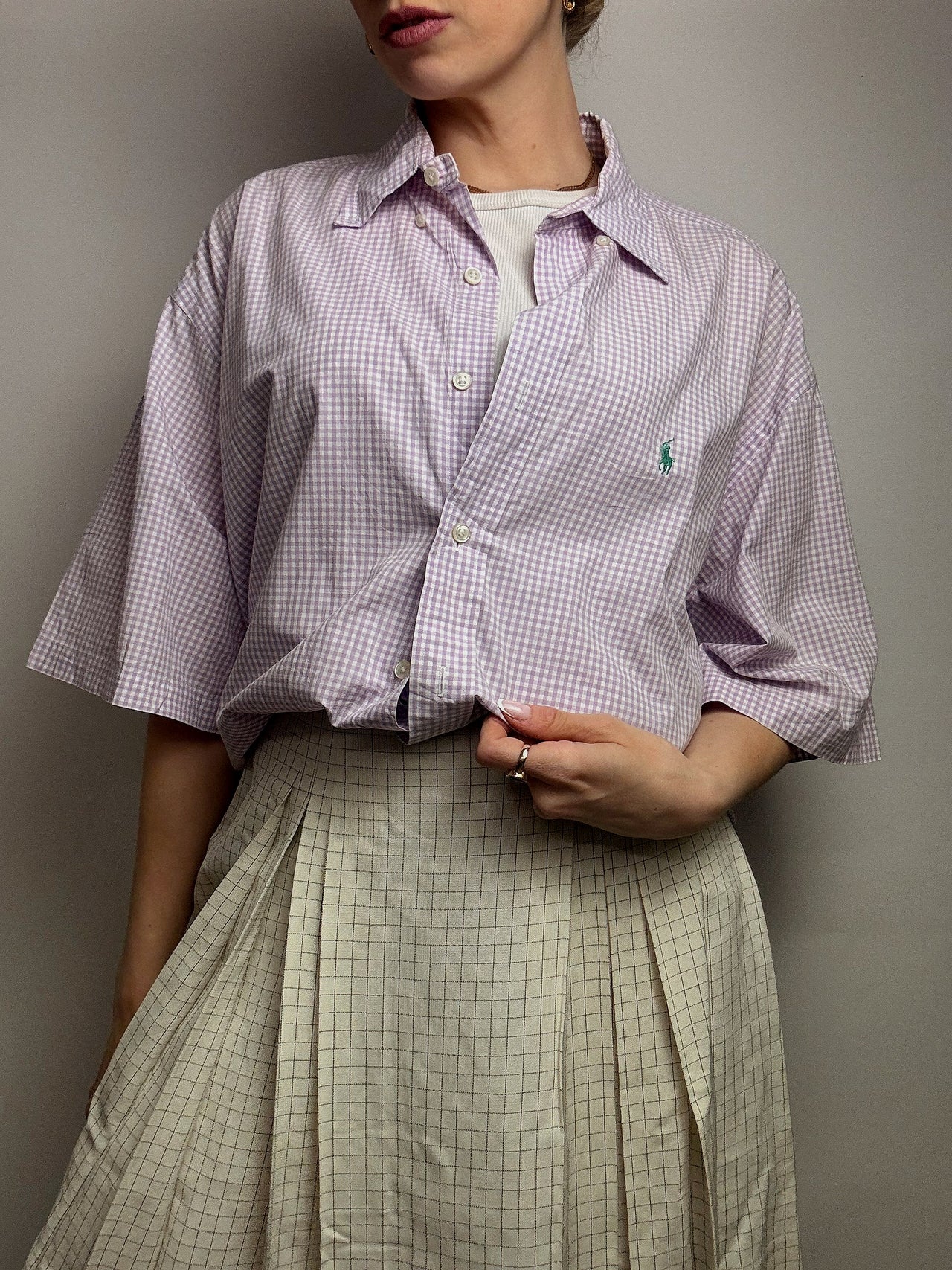 Chemise à carreaux lila RALPH LAUREN L vintage