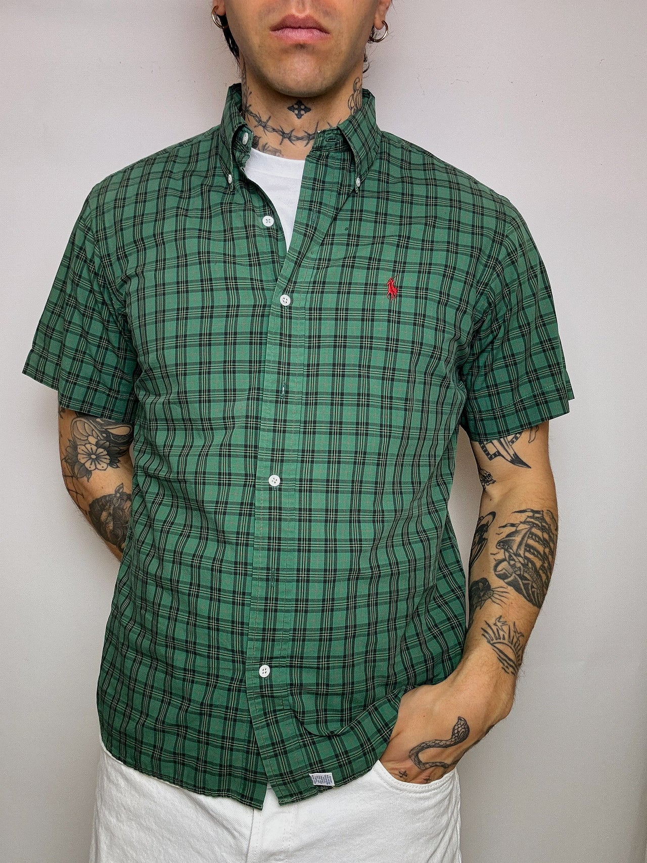 Chemise à carreaux verte RALPH LAUREN M vintage