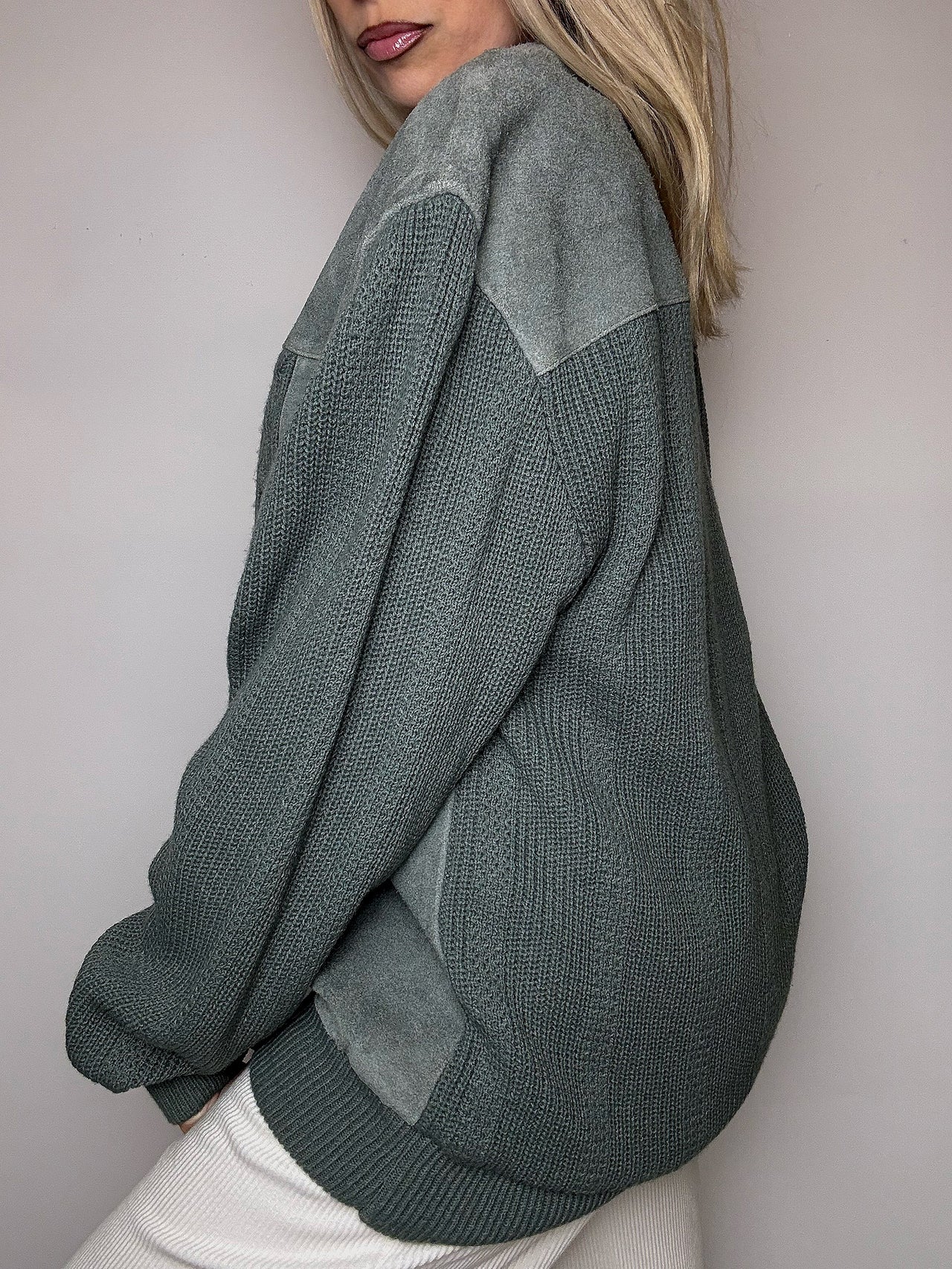DIESEL L Vintage grauer zweifarbiger Rollkragenpullover