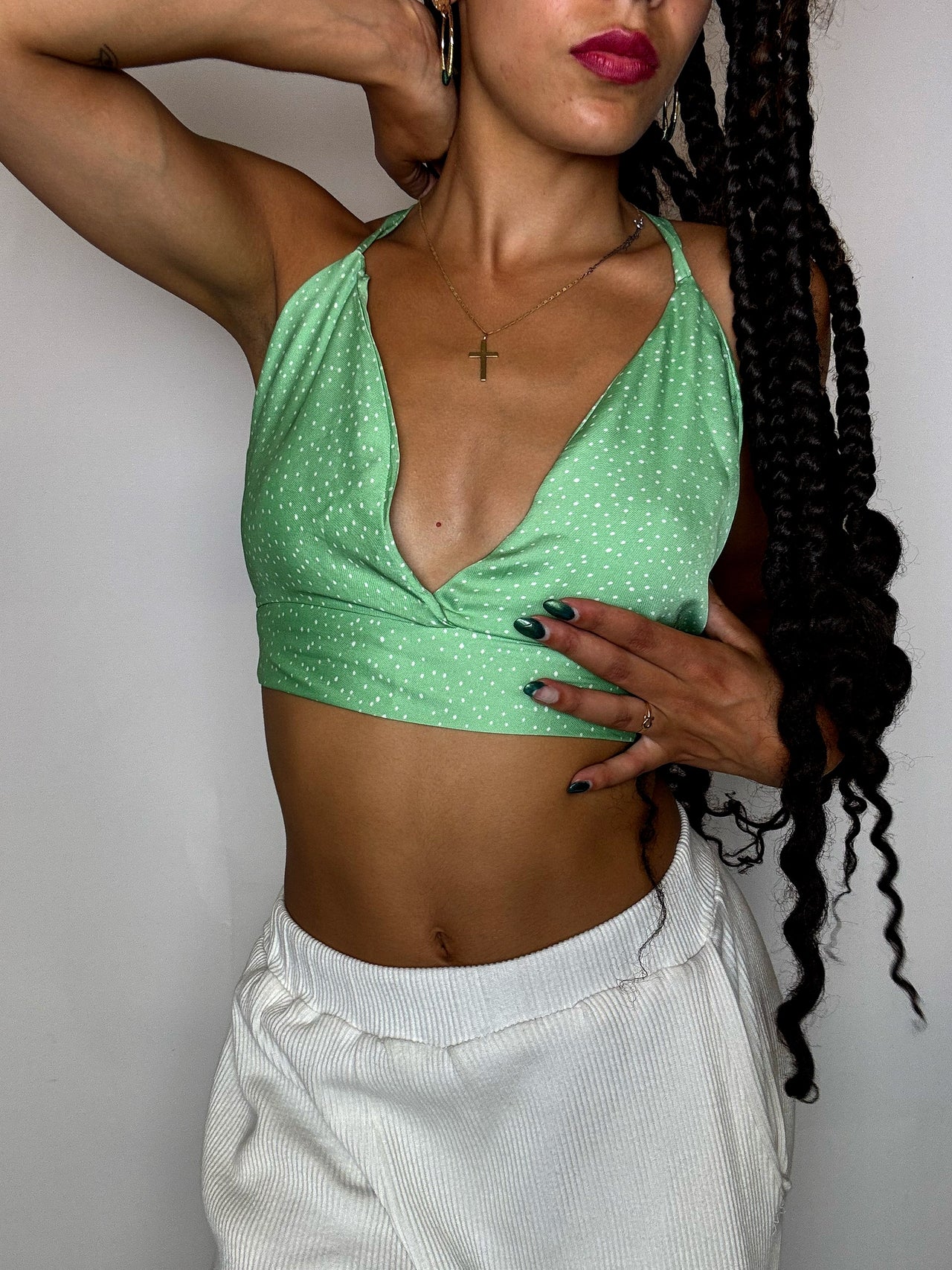 Crop top triangle vert S vintage