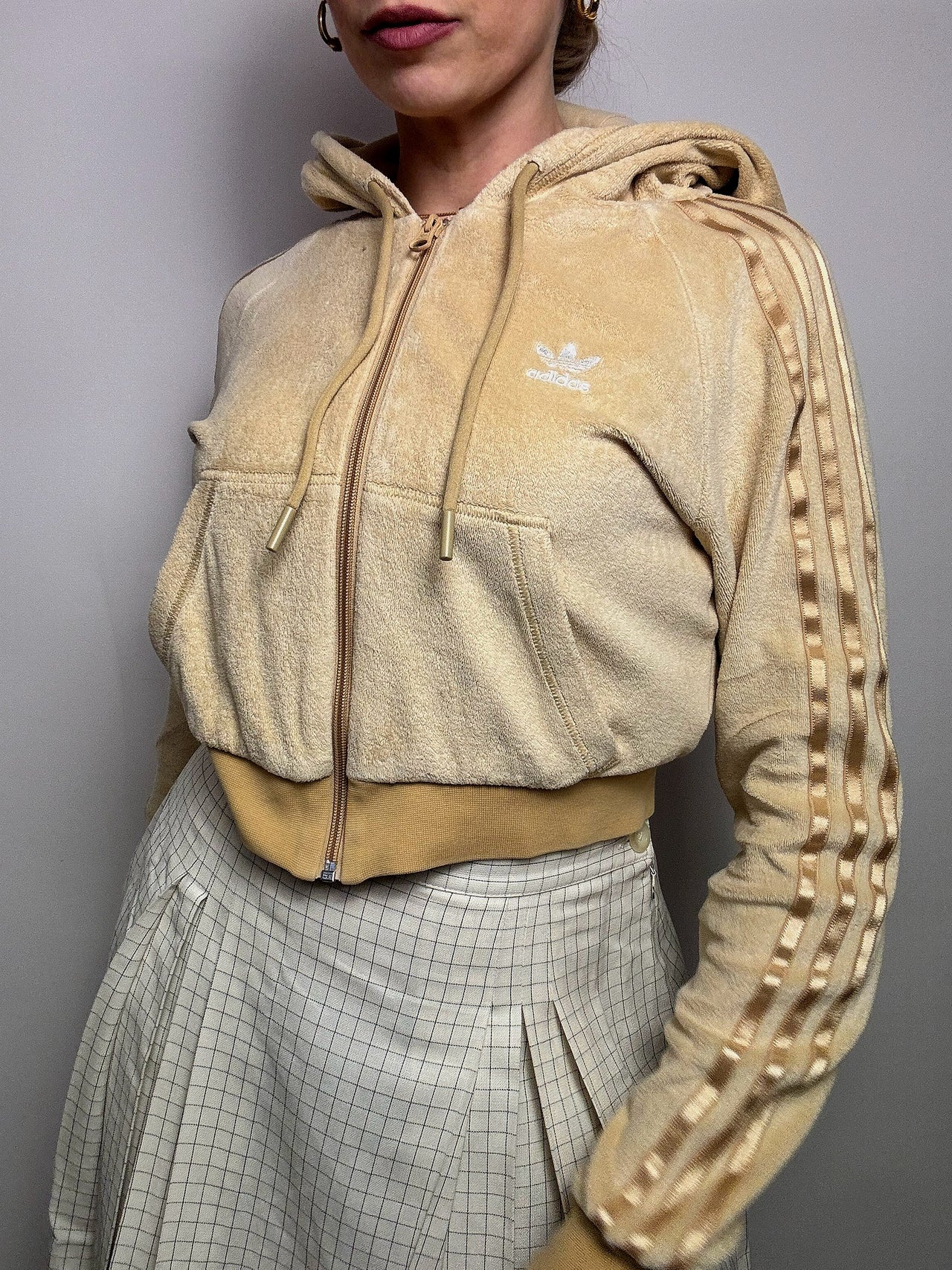 ADIDAS S Vintage rotes und rosa kurzes Sweatshirt