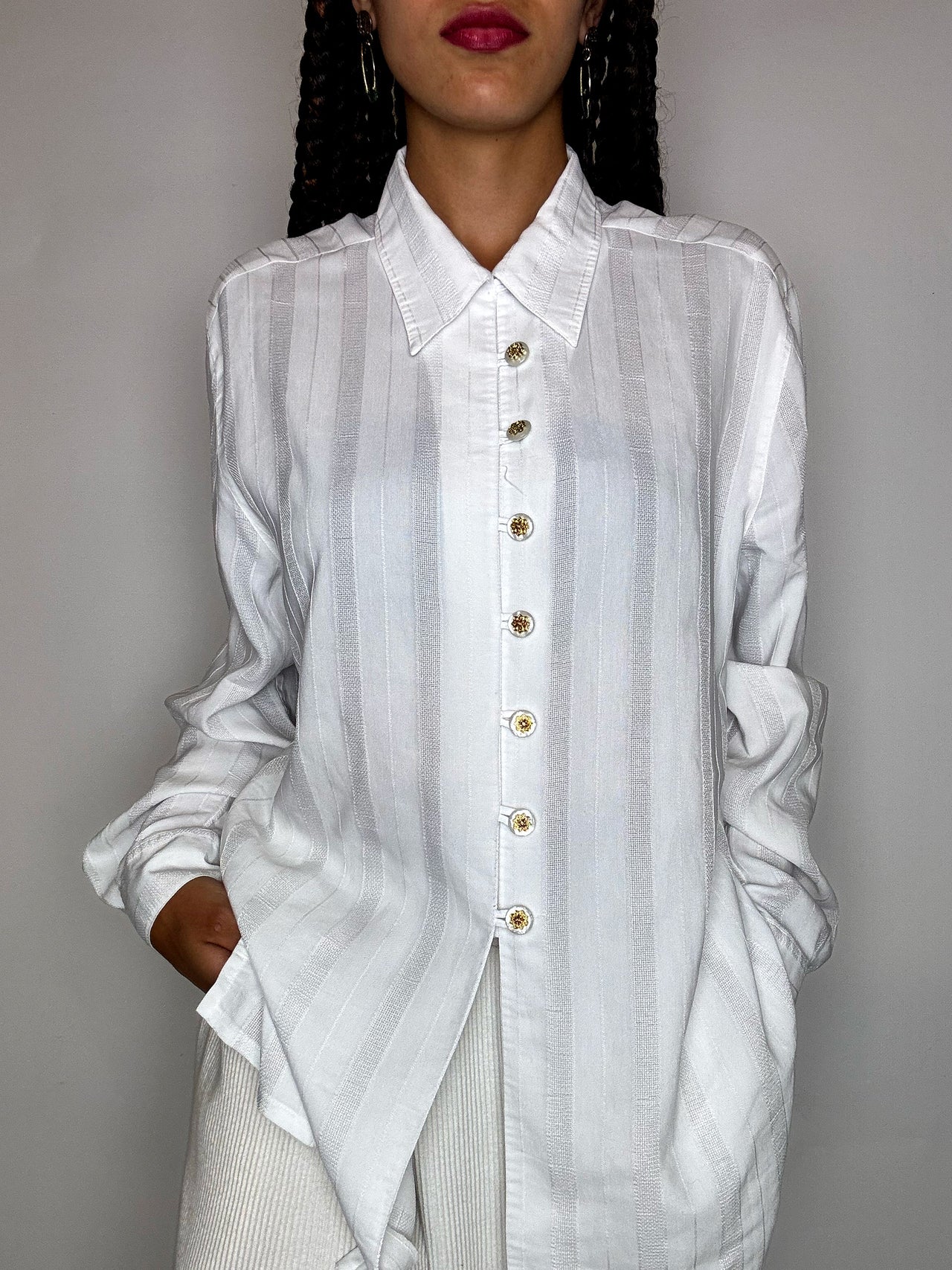 Chemise à détails blanche L vintage