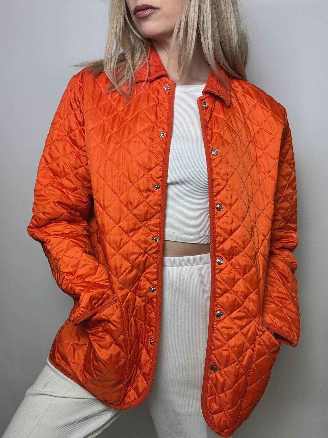Vintage orange quilted jacket M/L