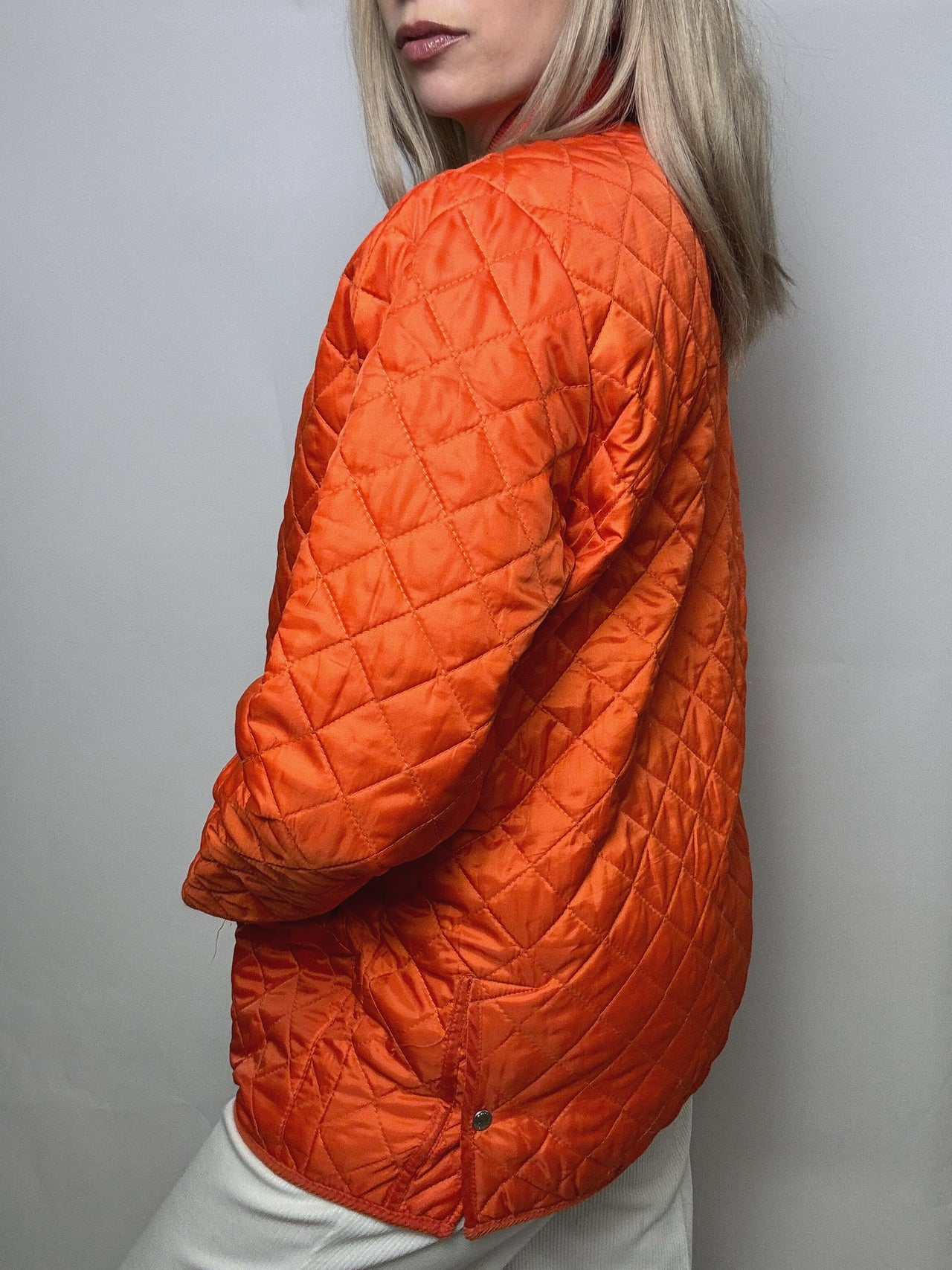 Vintage orange quilted jacket M/L