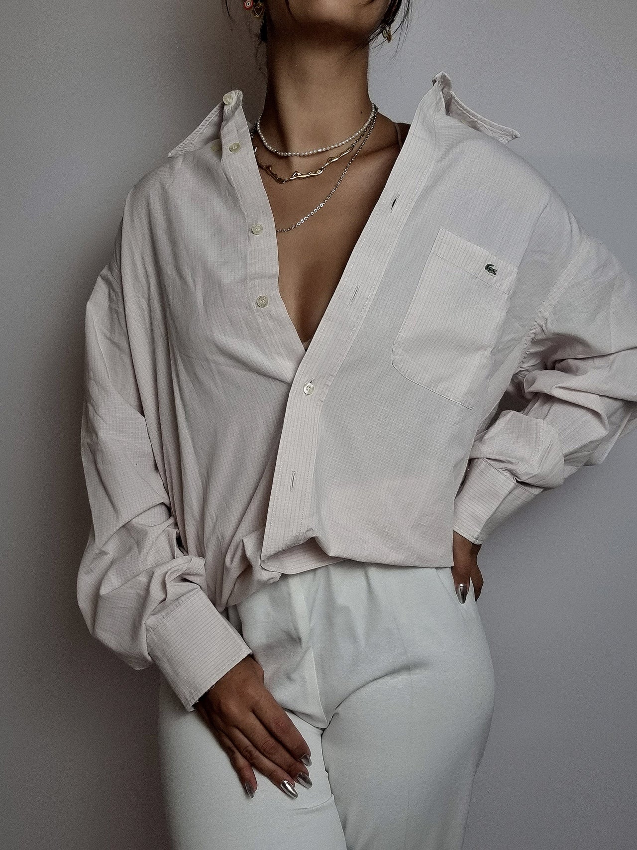 Vintage light pink checkered shirt Lacoste M/L