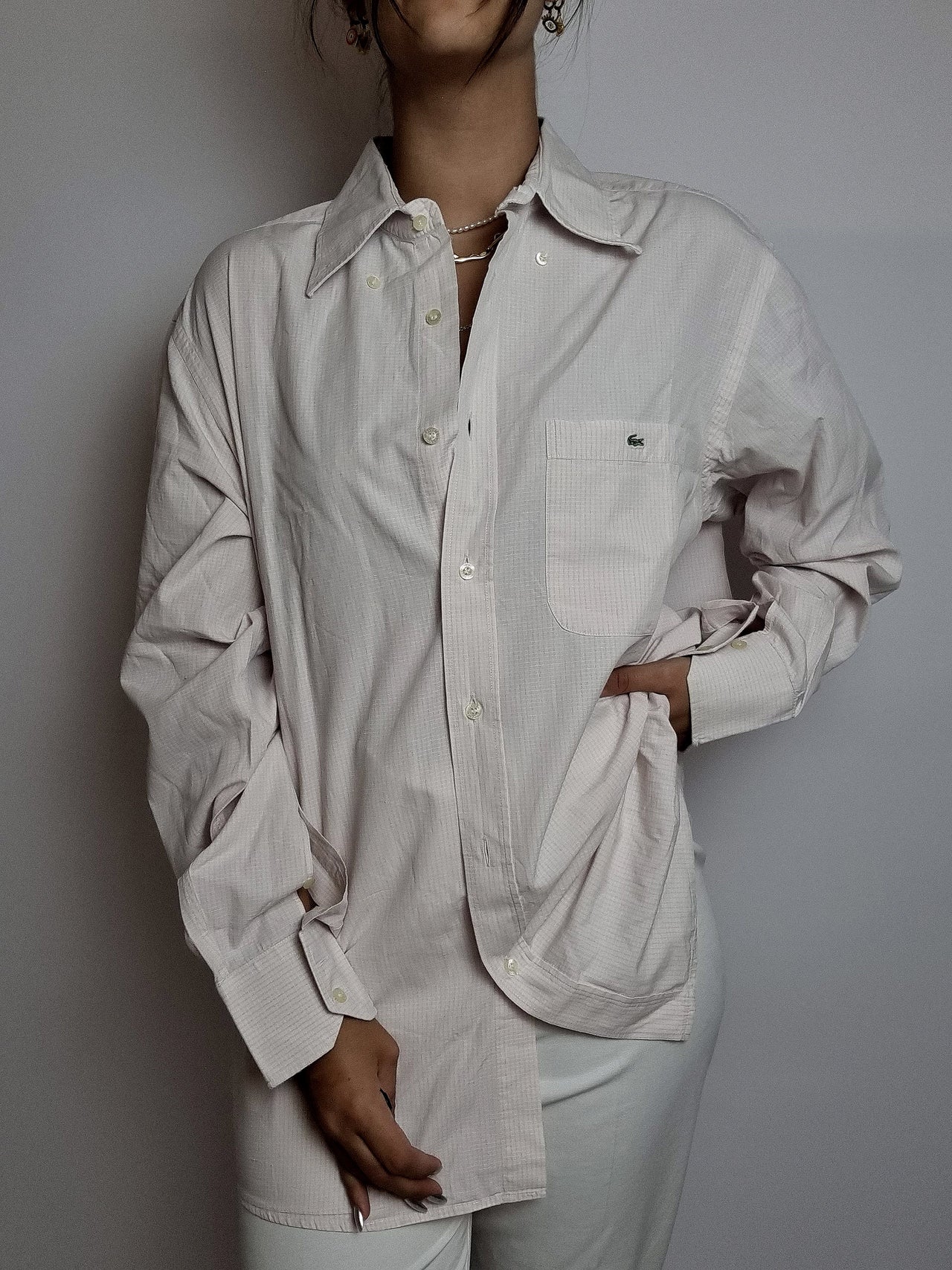 Vintage light pink checkered shirt Lacoste M/L