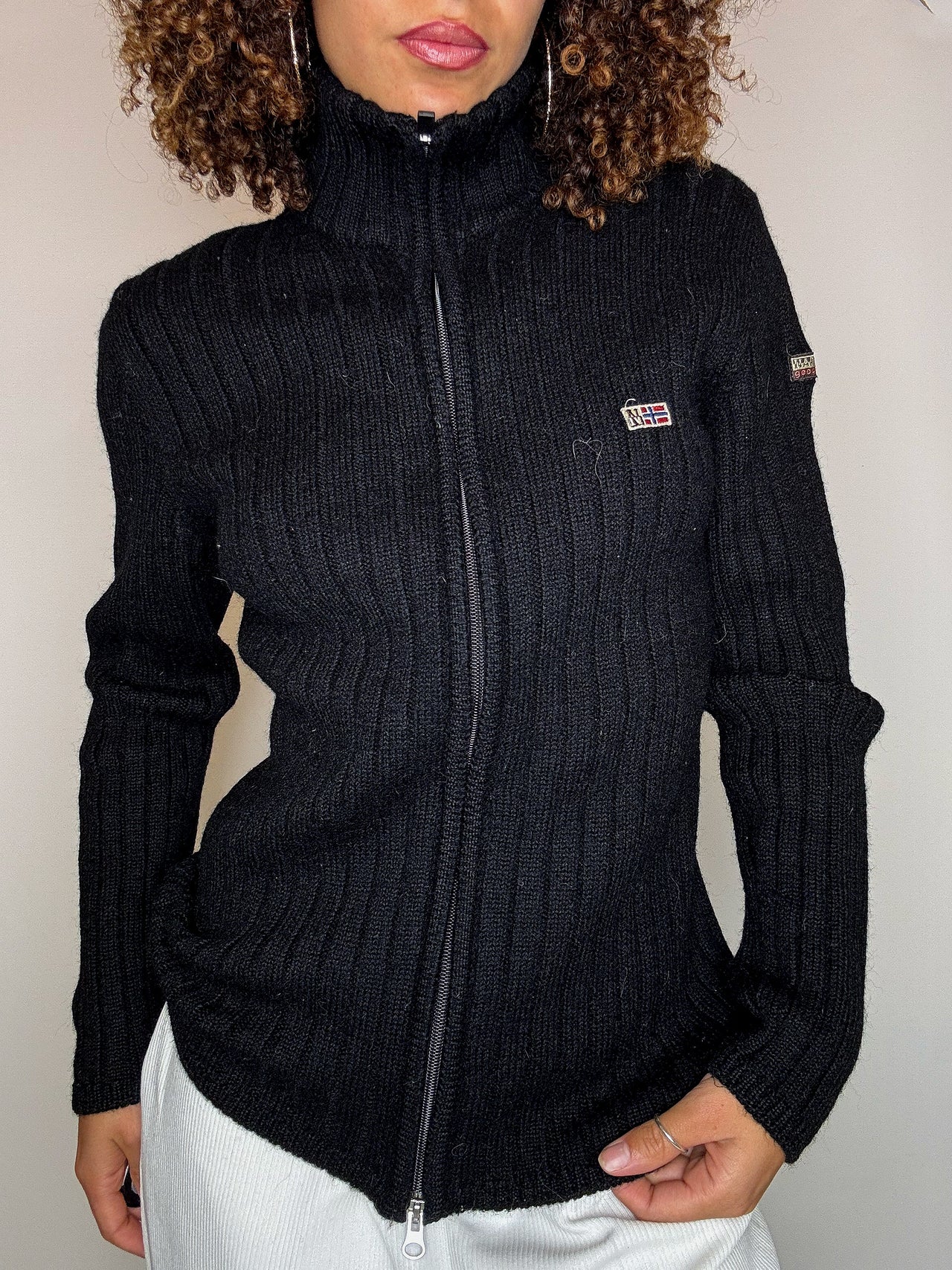 Cardigan zippé noir NAPAPIJRI M vintage