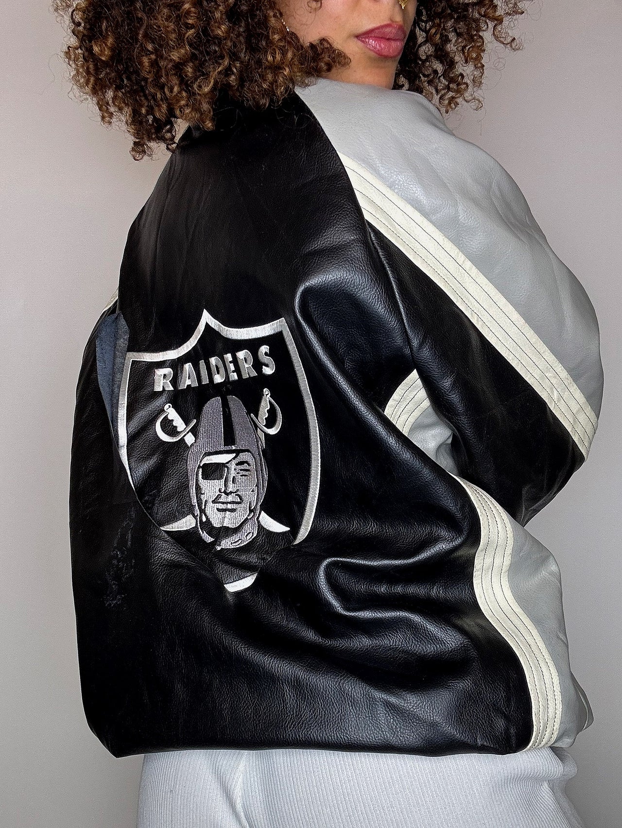 Bomber en cuir NFL - RAIDERS M vintage