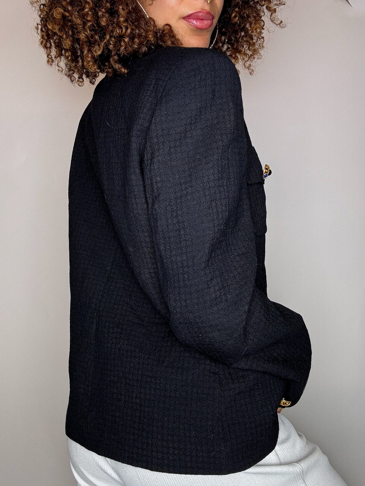 Blazer noir avec bouton bijoux M vintage