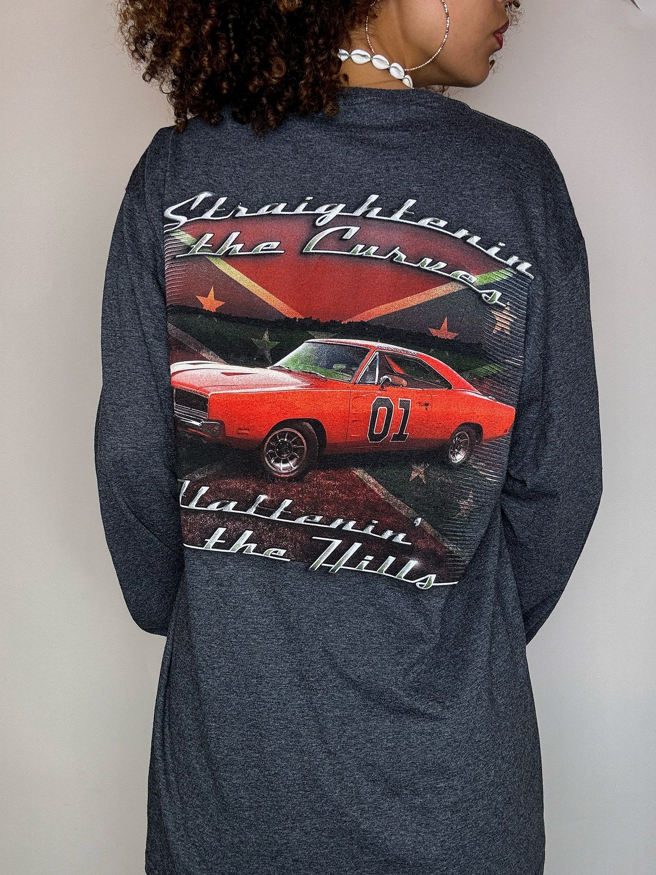 Tee shirt manche longues racing gris M vintage