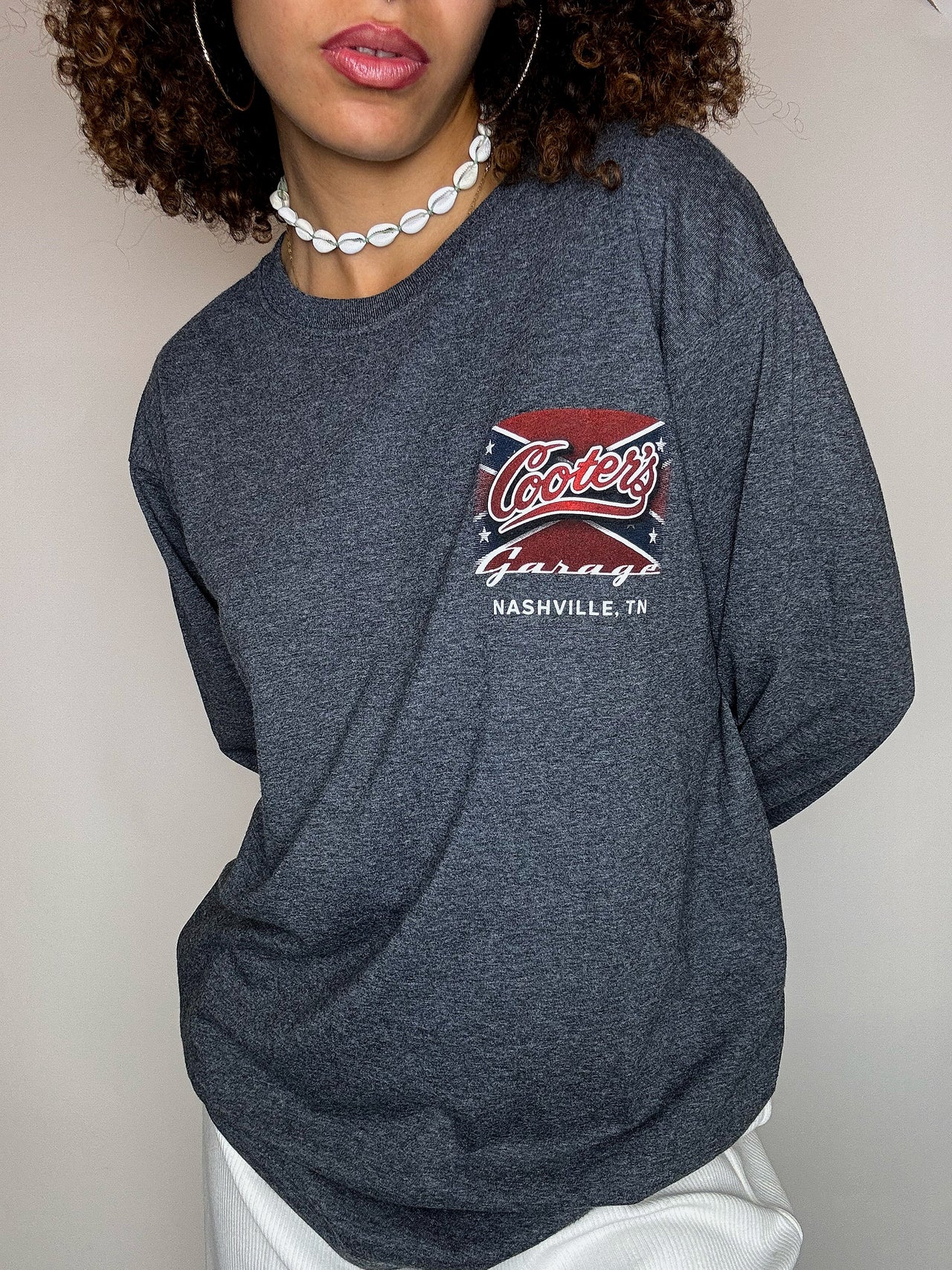 Tee shirt manche longues racing gris M vintage