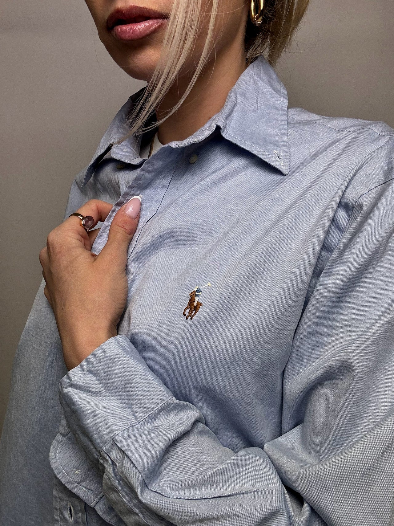 RALPH LAUREN L Vintage Weißes Hemd