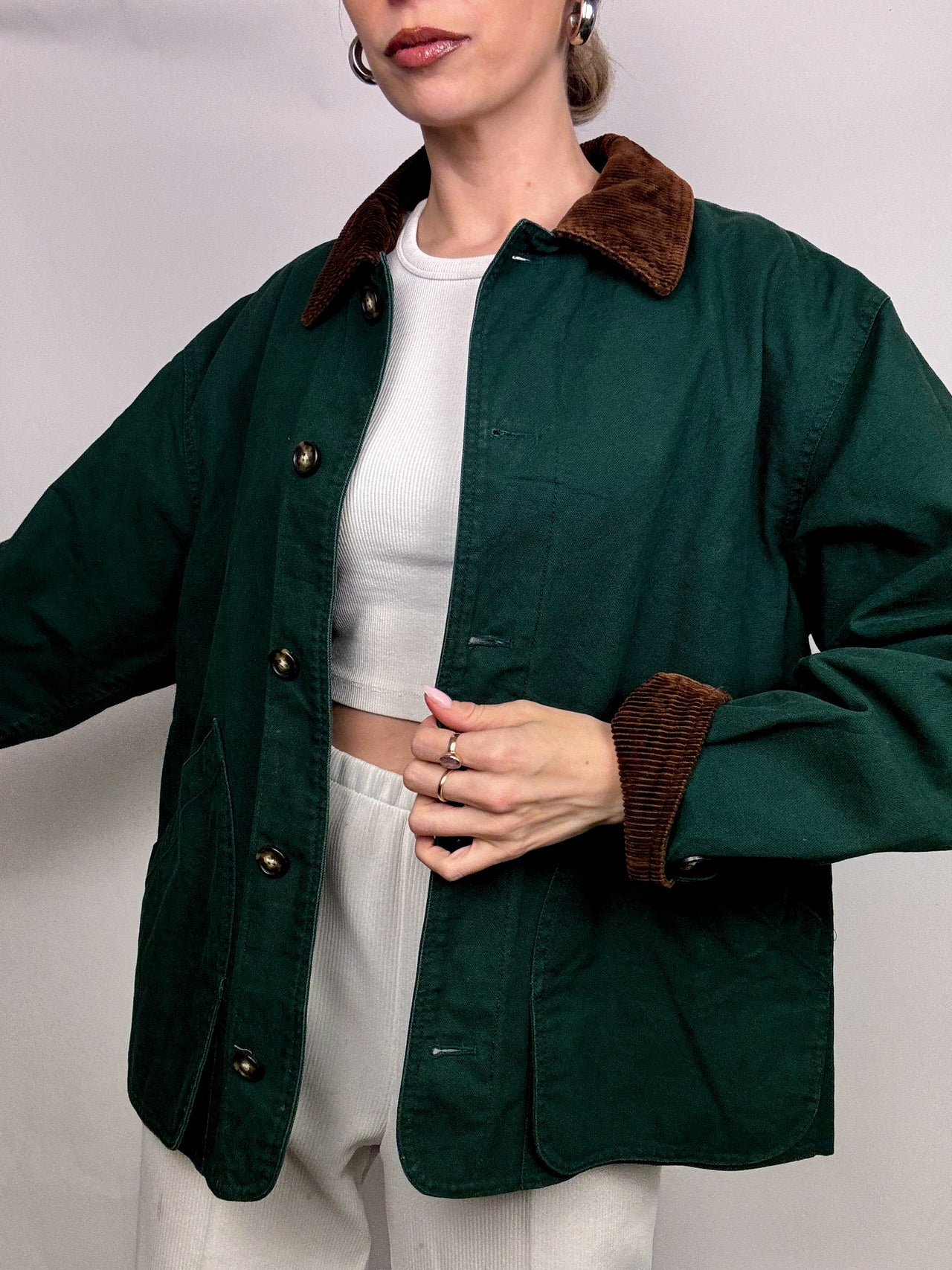 LANDS END grüne Jacke im Boxy-Stil M Vintage