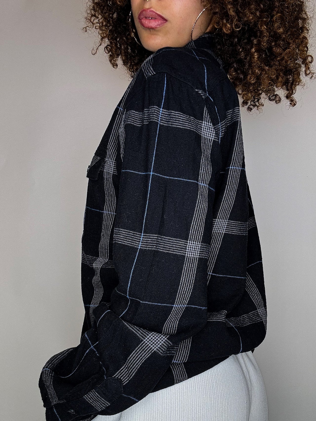 Chemise épaisse à carreaux noire LEVI'S M vintage