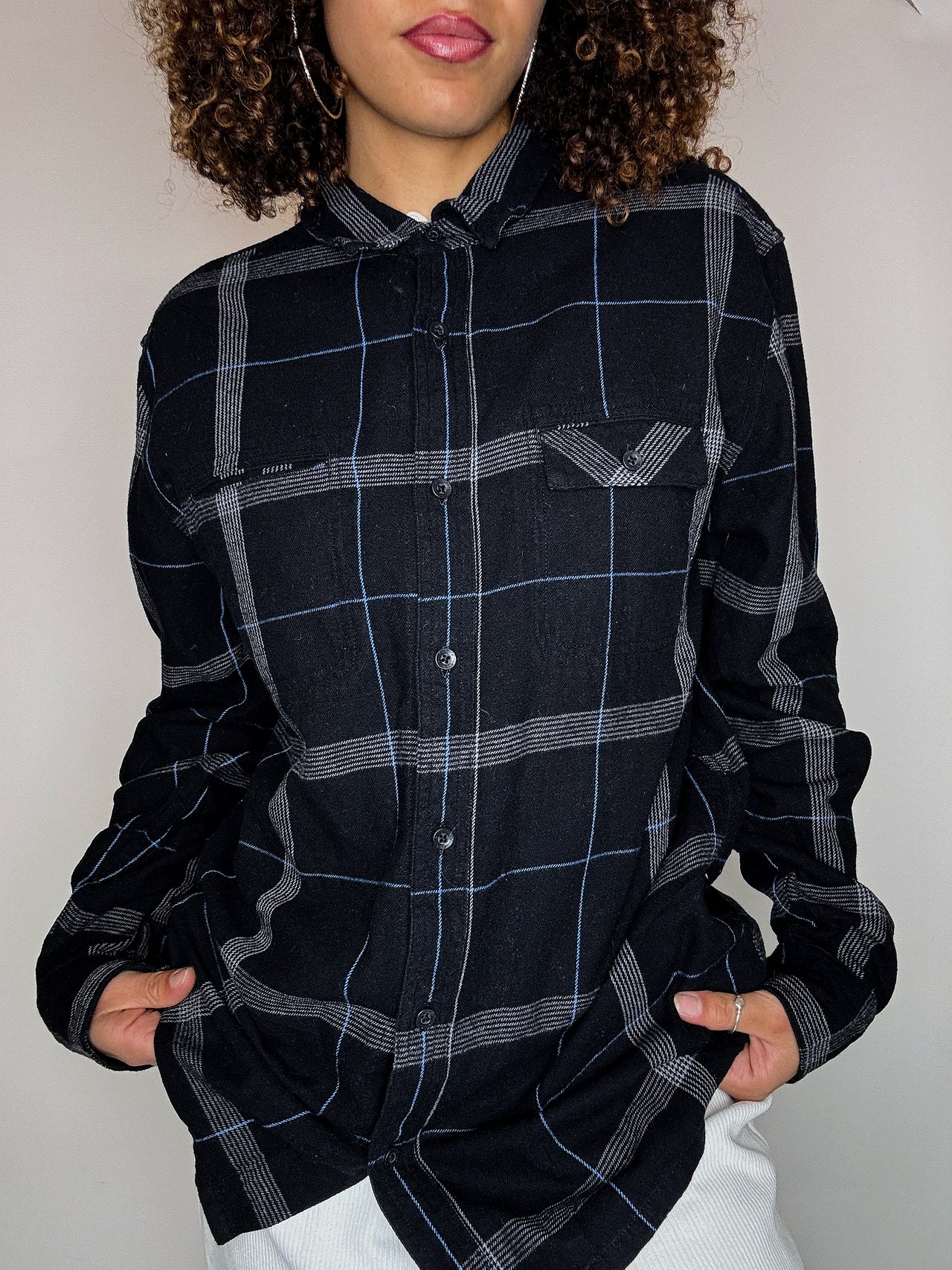 Chemise épaisse à carreaux noire LEVI'S M vintage