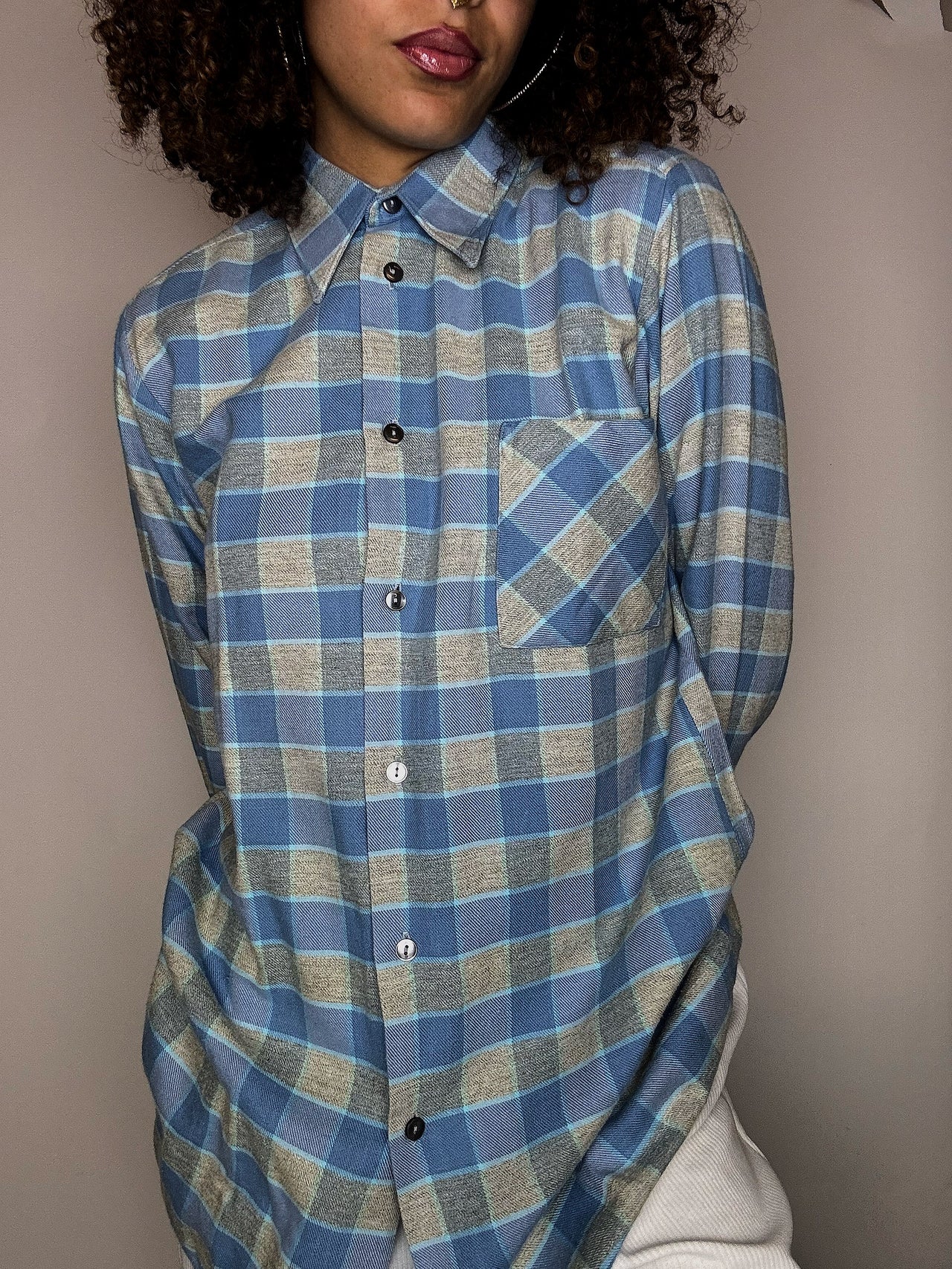 Surchemise à carreaux bleu S/M vintage