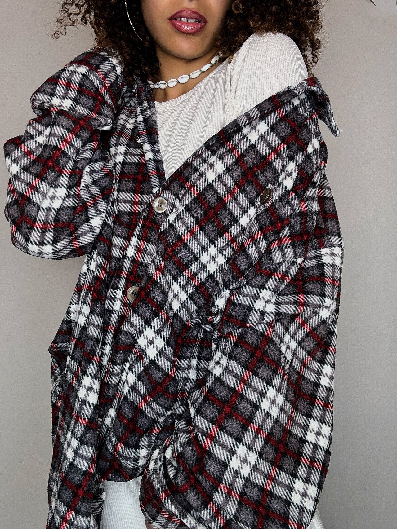 Surchemise en polaire à carreaux XXL vintage