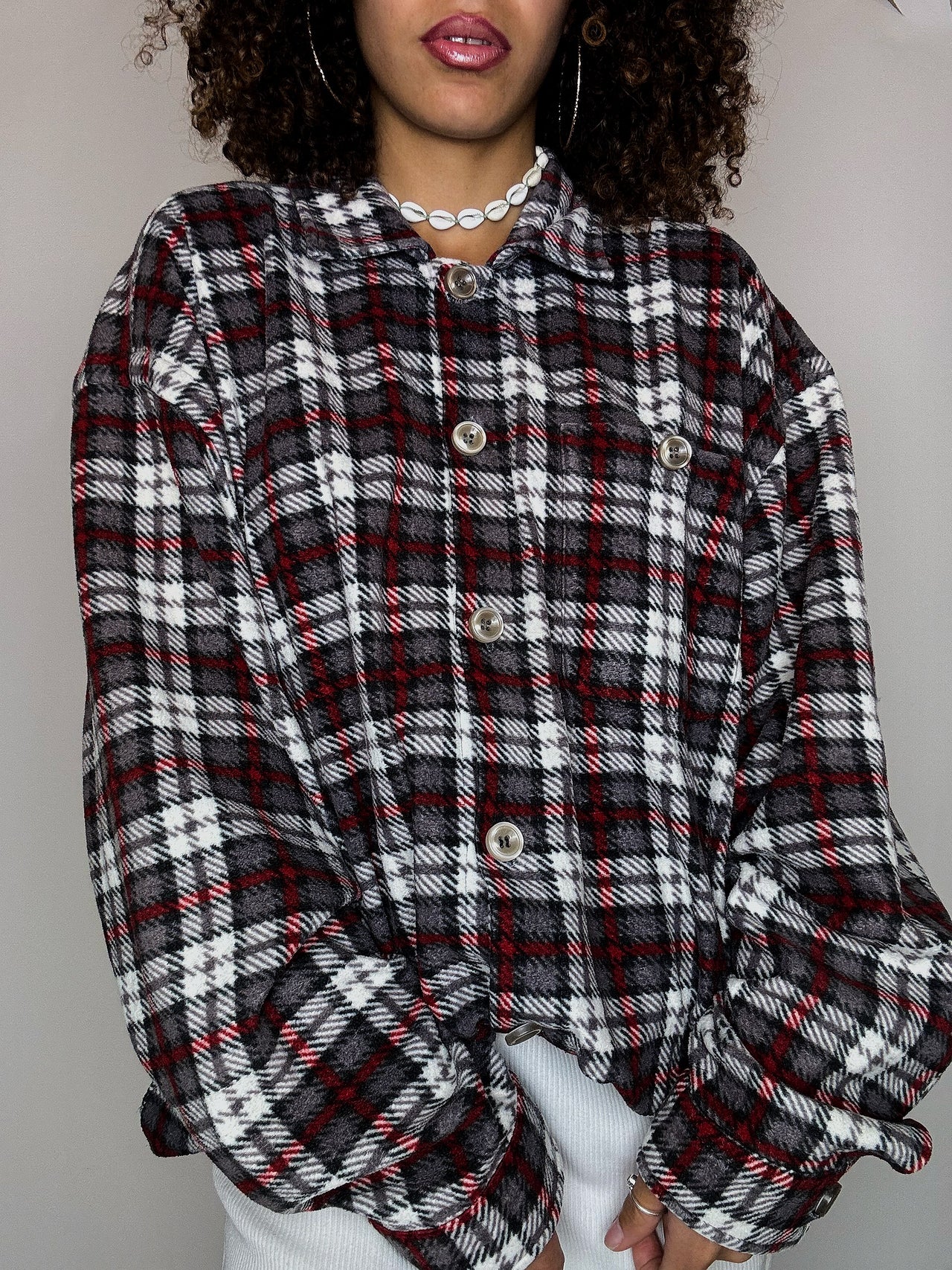 Surchemise en polaire à carreaux XXL vintage