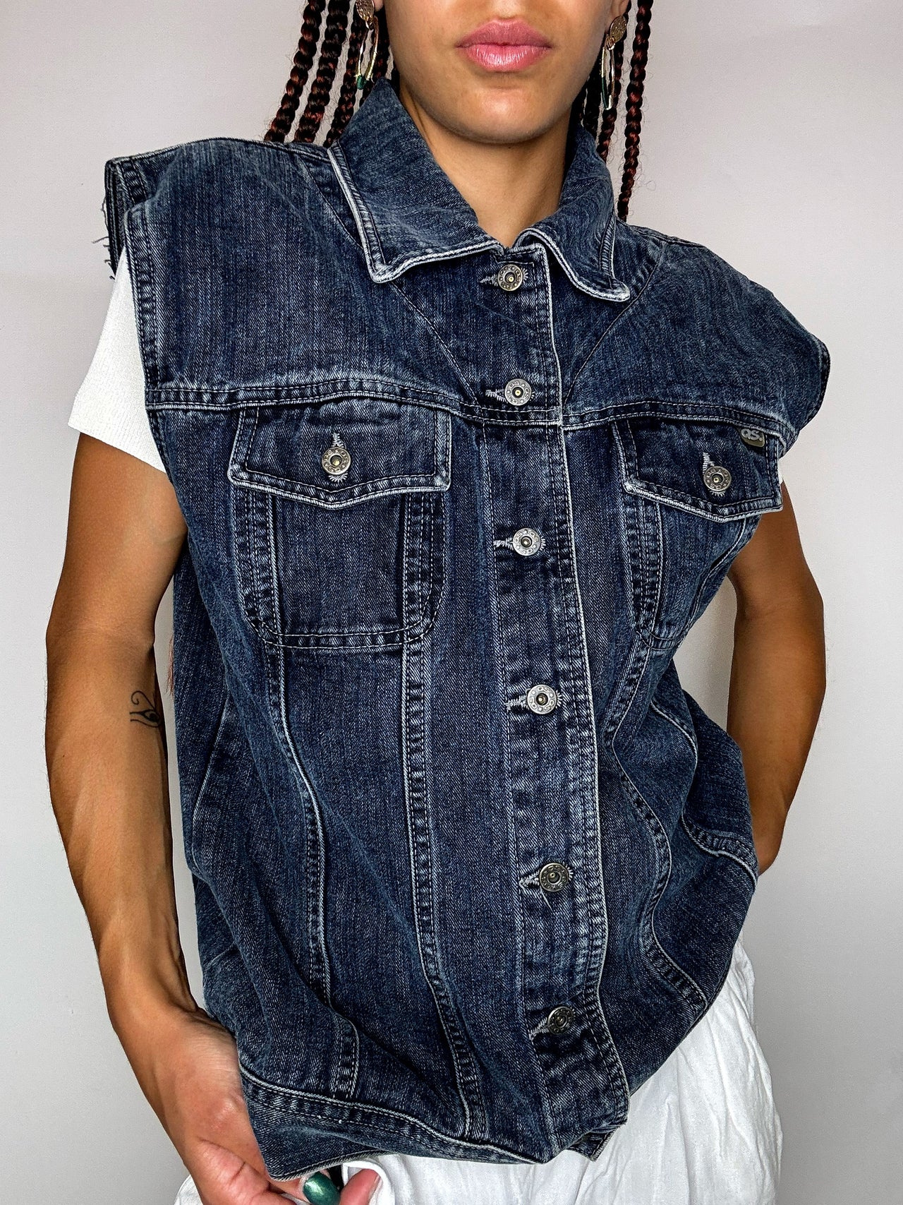 Veste en jean sans manche L vintage