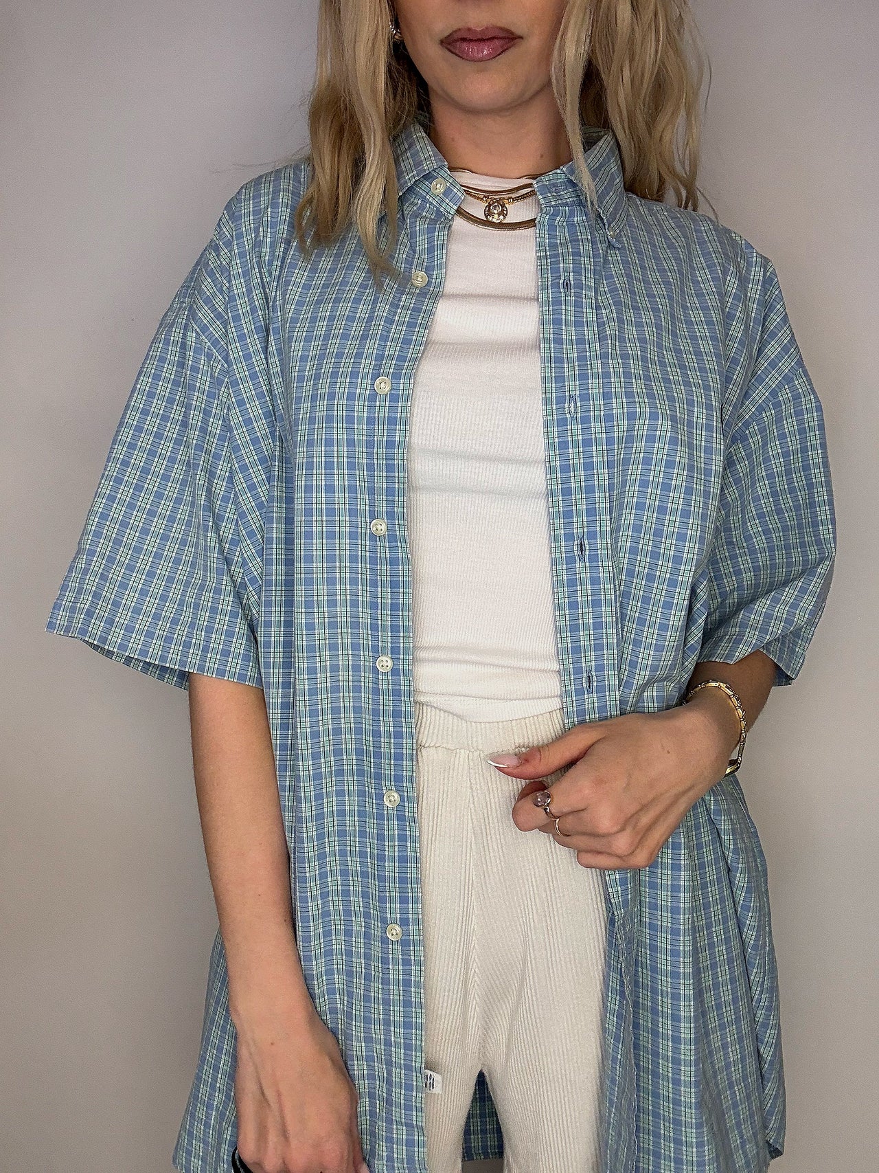 Chemise à carreaux bleus RALPH LAUREN XL vintage