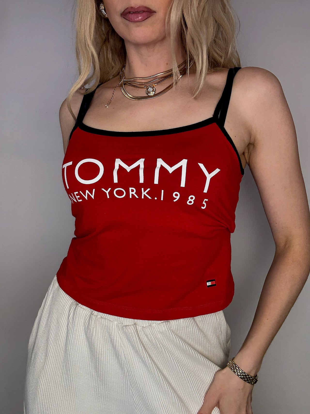 Débardeur à bretelles rouge TOMMY HILFIGER S vintage