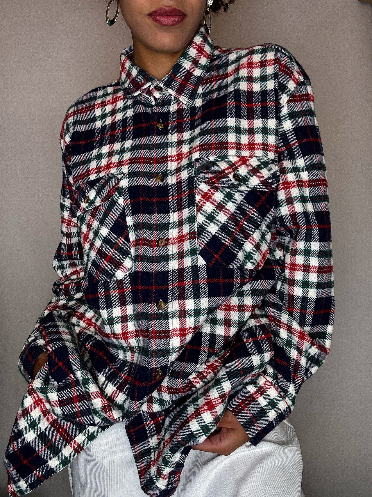 Chemise épaisse à carreaux L vintage