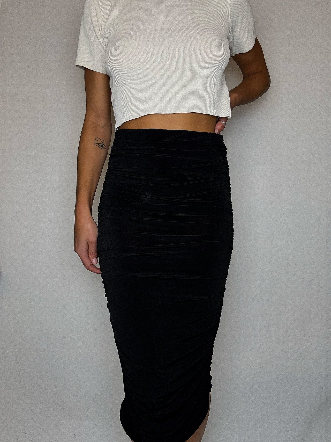 Jupe mi longue tube noire S vintage