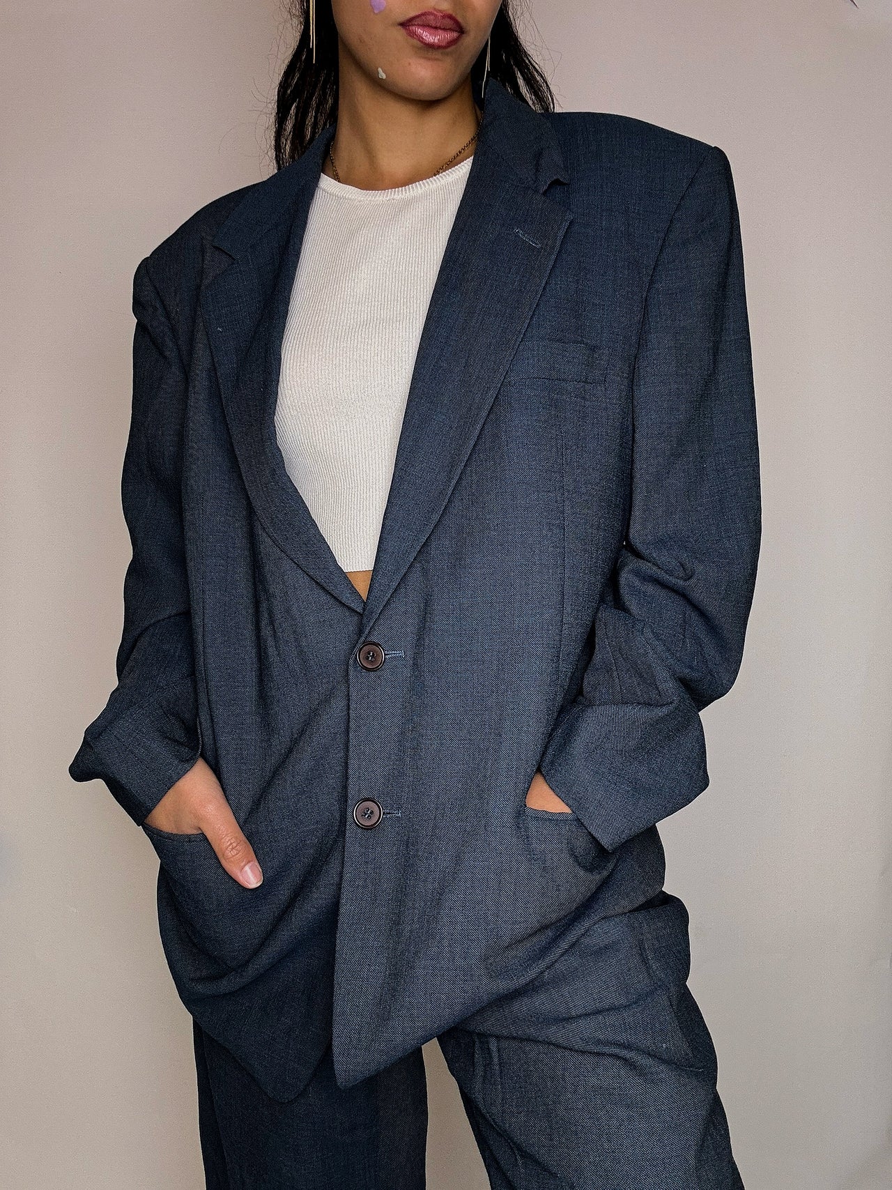 Costume bleu gris fluide M vintage