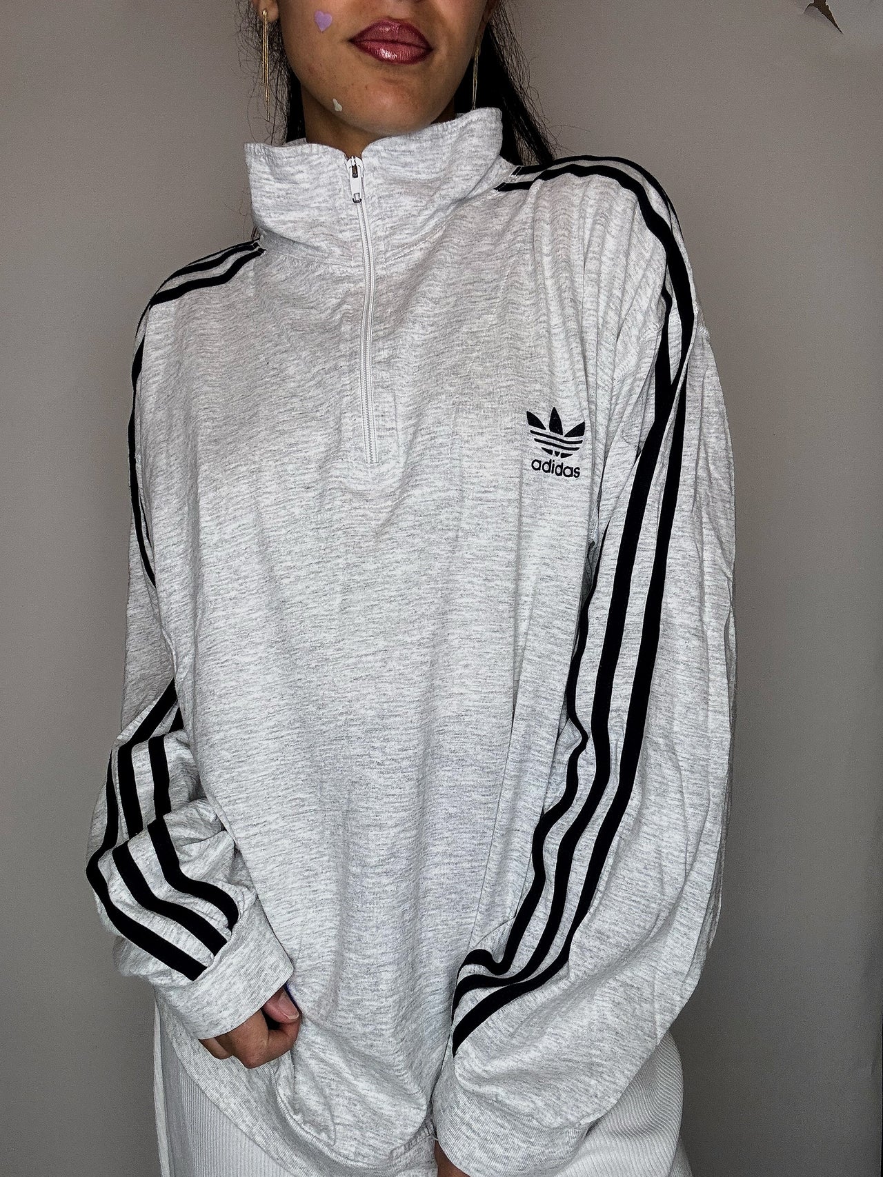 Sweat col zippé gris ADIDAS M/L vintage