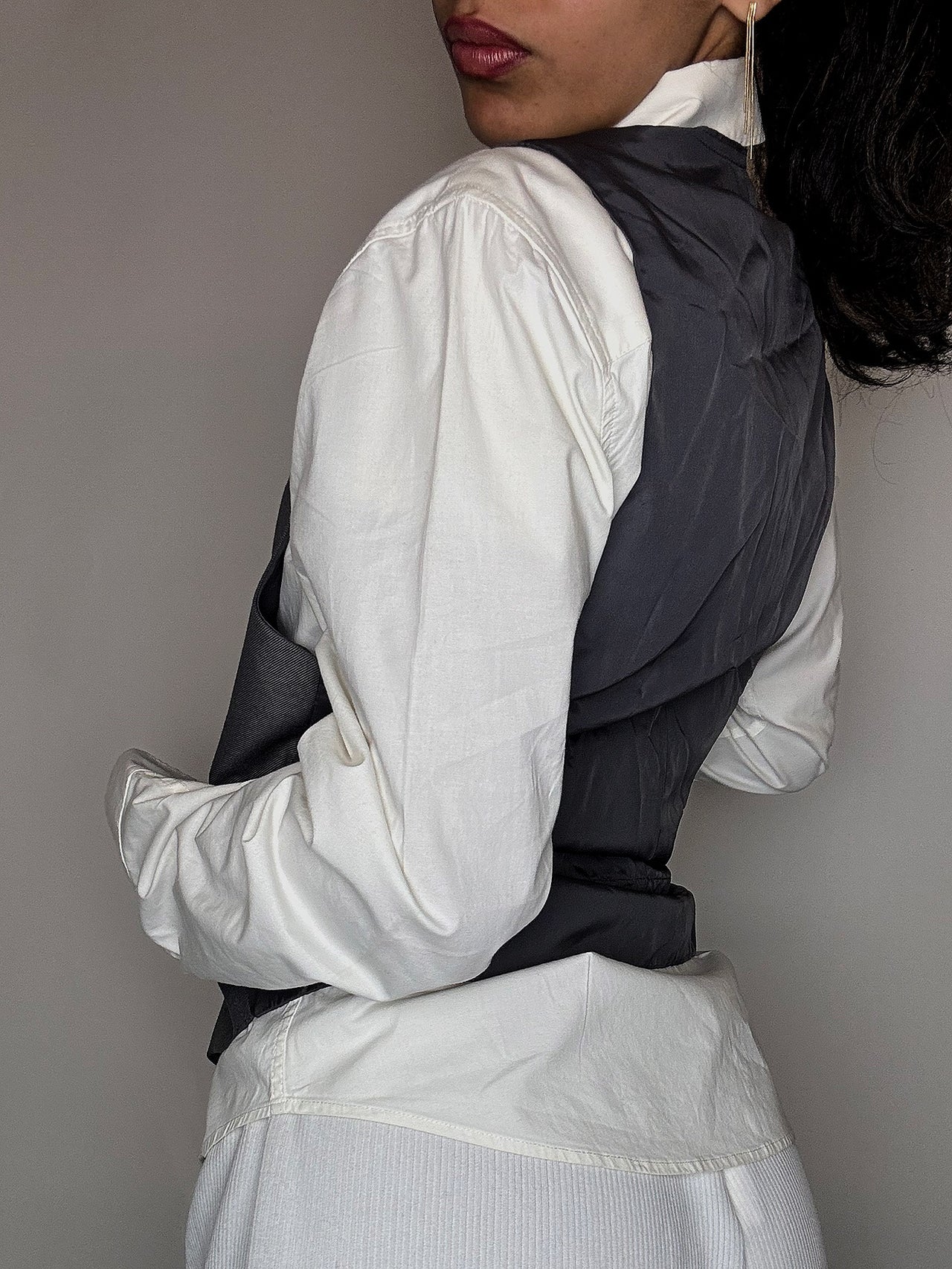 Gilet de costume en laine gris S vintage