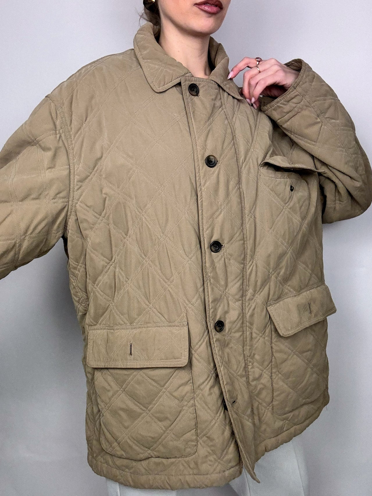 Vintage XL beige quilted jacket