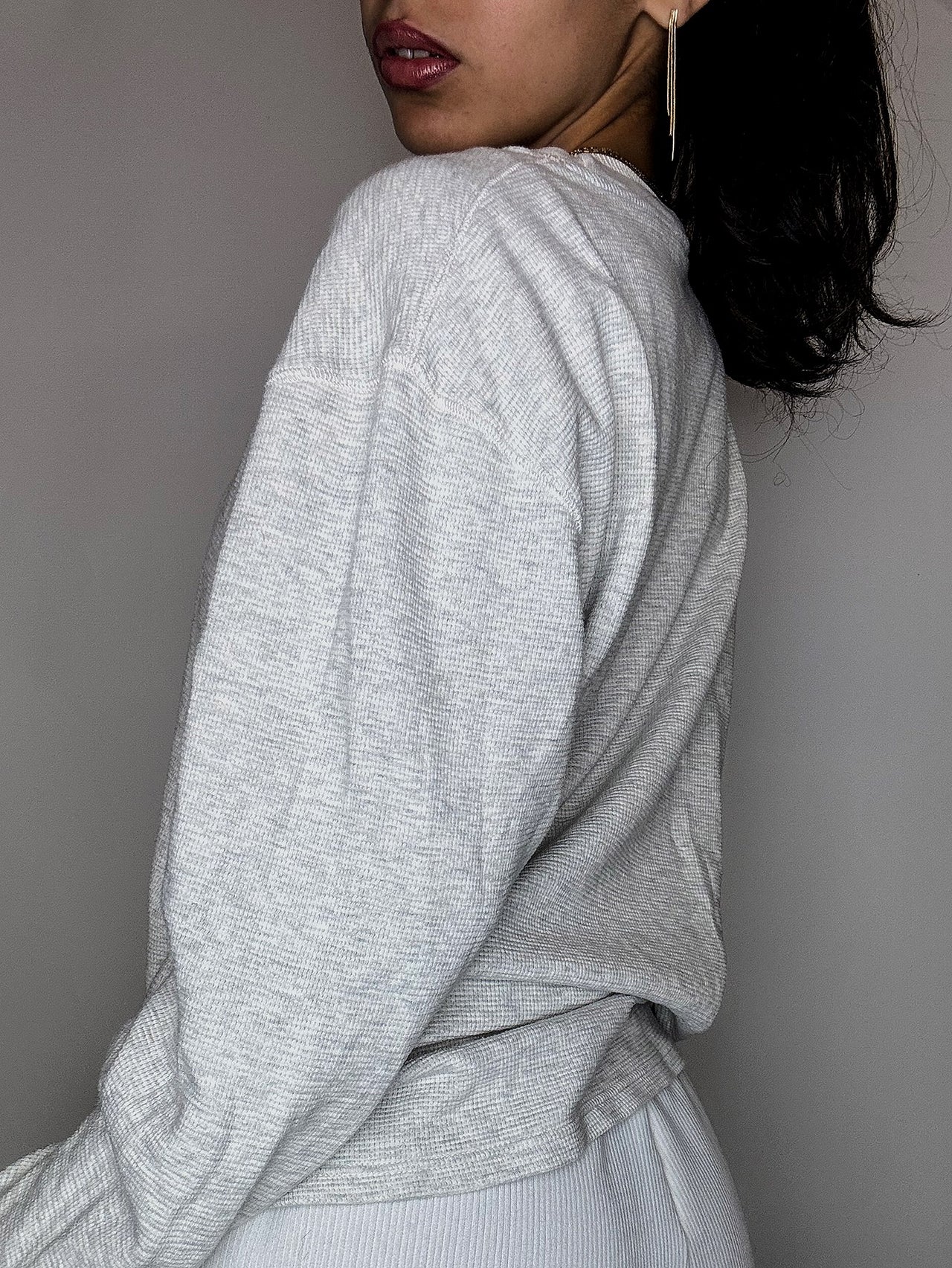 Sweat nid d'abeilles gris RALPH LAUREN L vintage