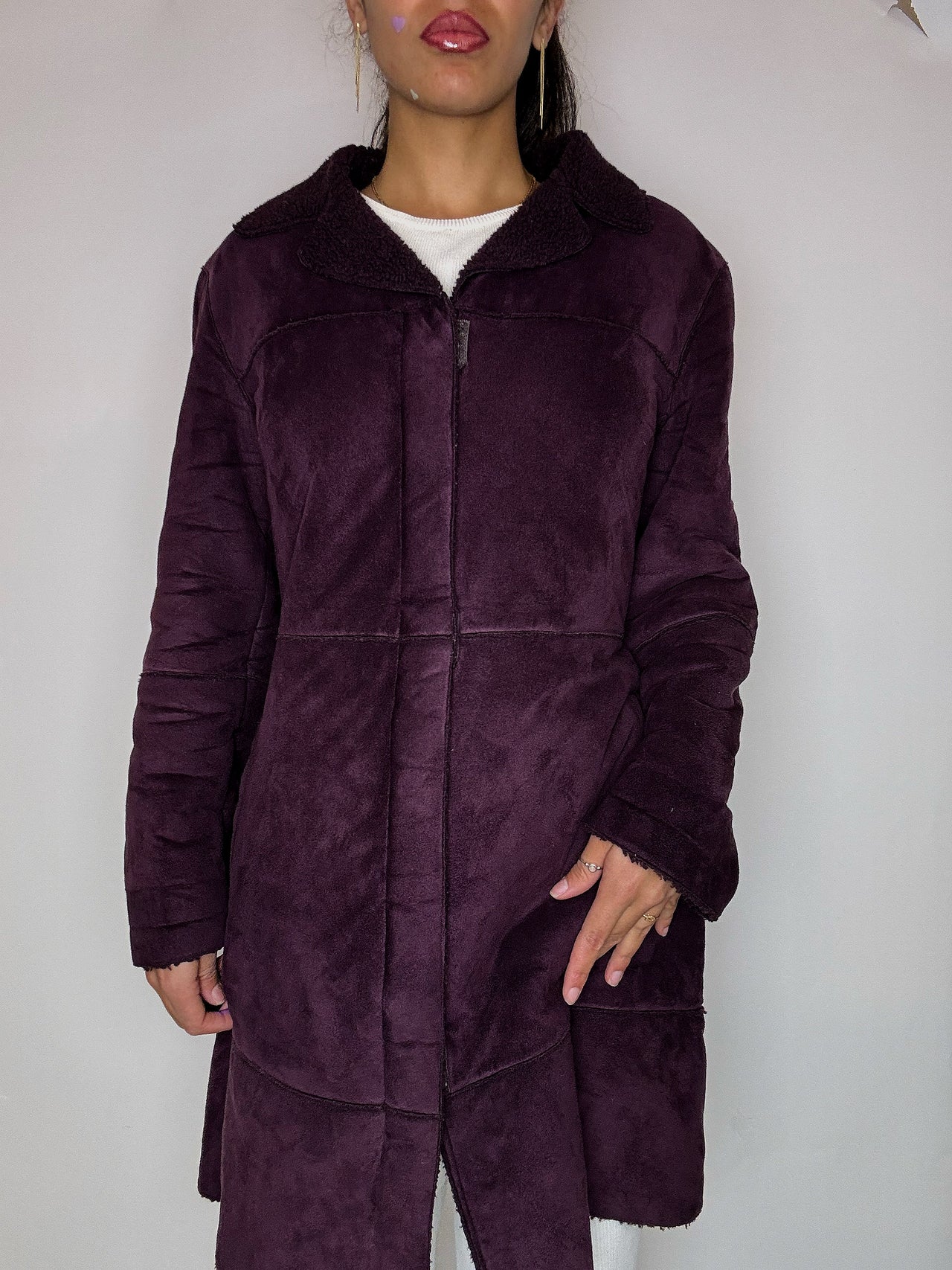 Manteau aubergine fourré M vintage