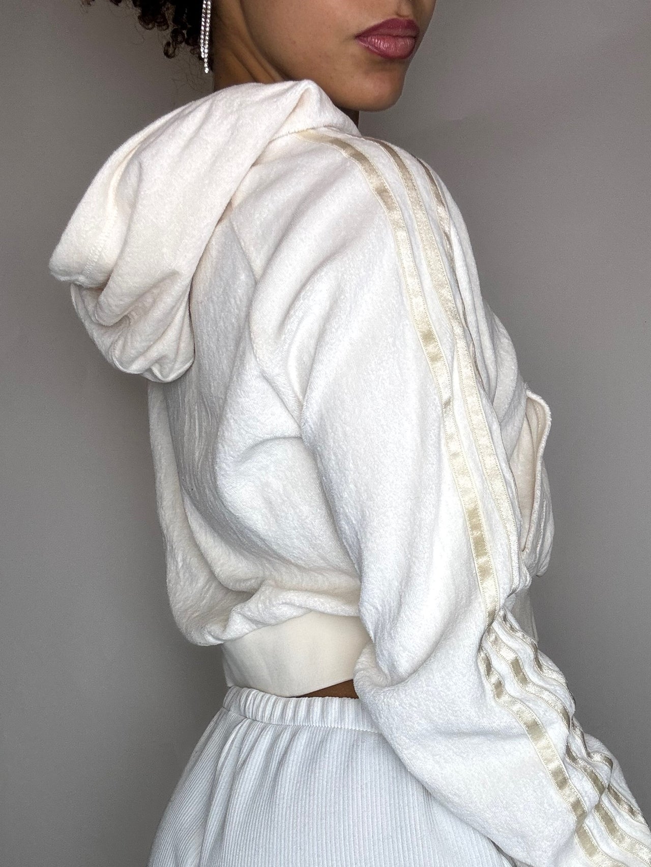 Jacket effet peau de pêche crème ADIDAS M vintage