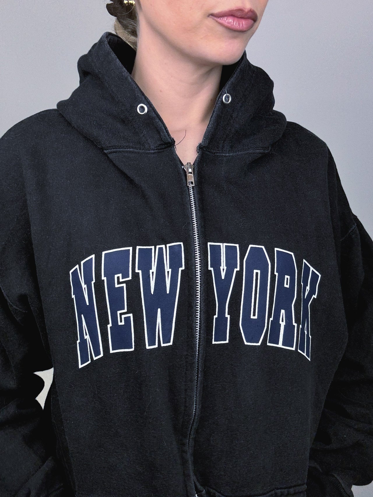 Vintage M schwarze Kapuzenjacke