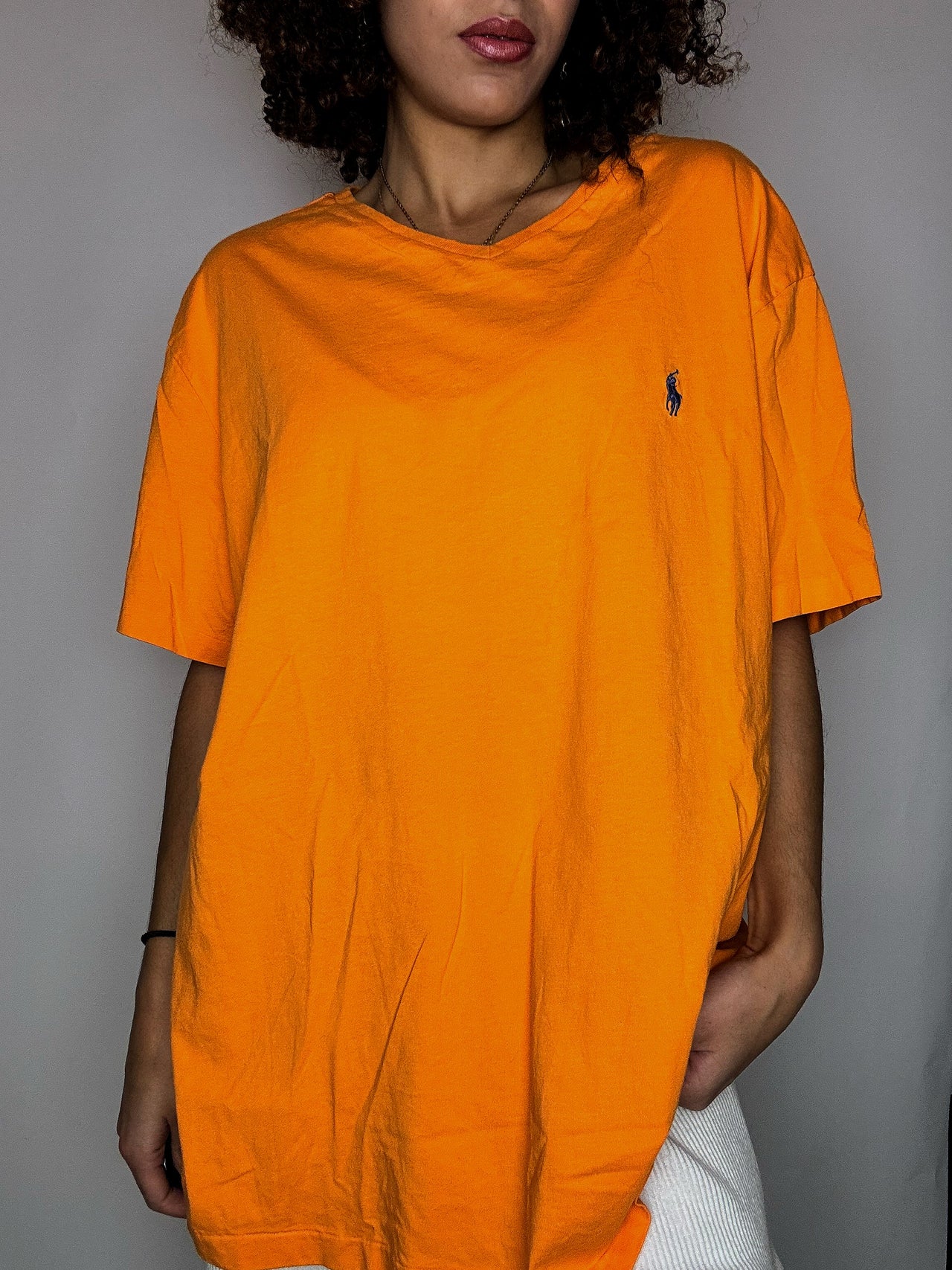 Tee shirt col V orange RALPH LAUREN XL vintage