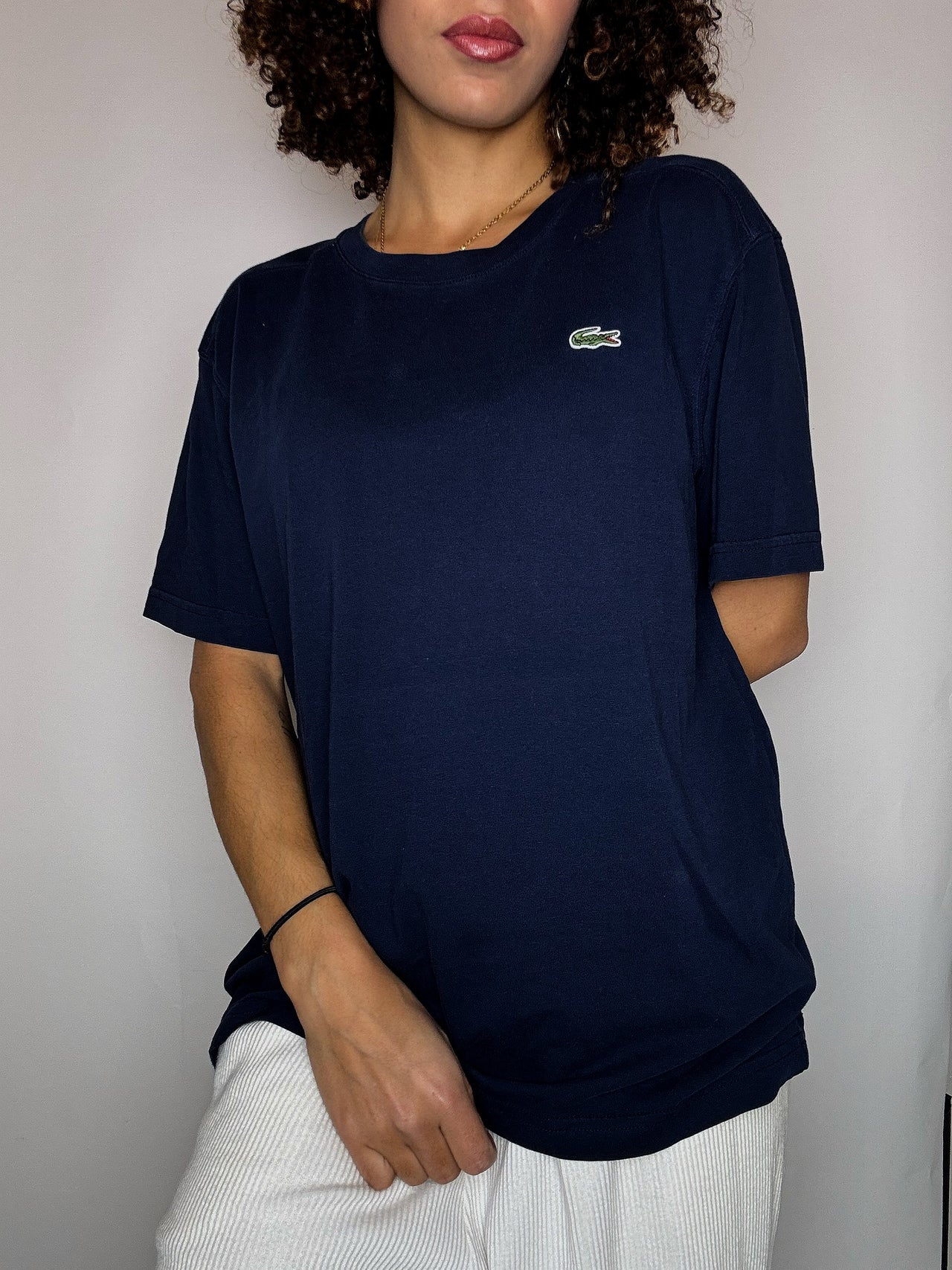 Tee shirt col rond marine LACOSTE L vintage