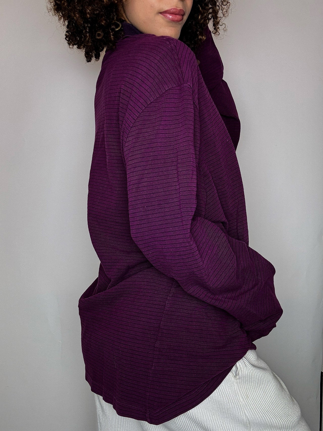 Polo manches longues violet LACOSTE 3XL vintage