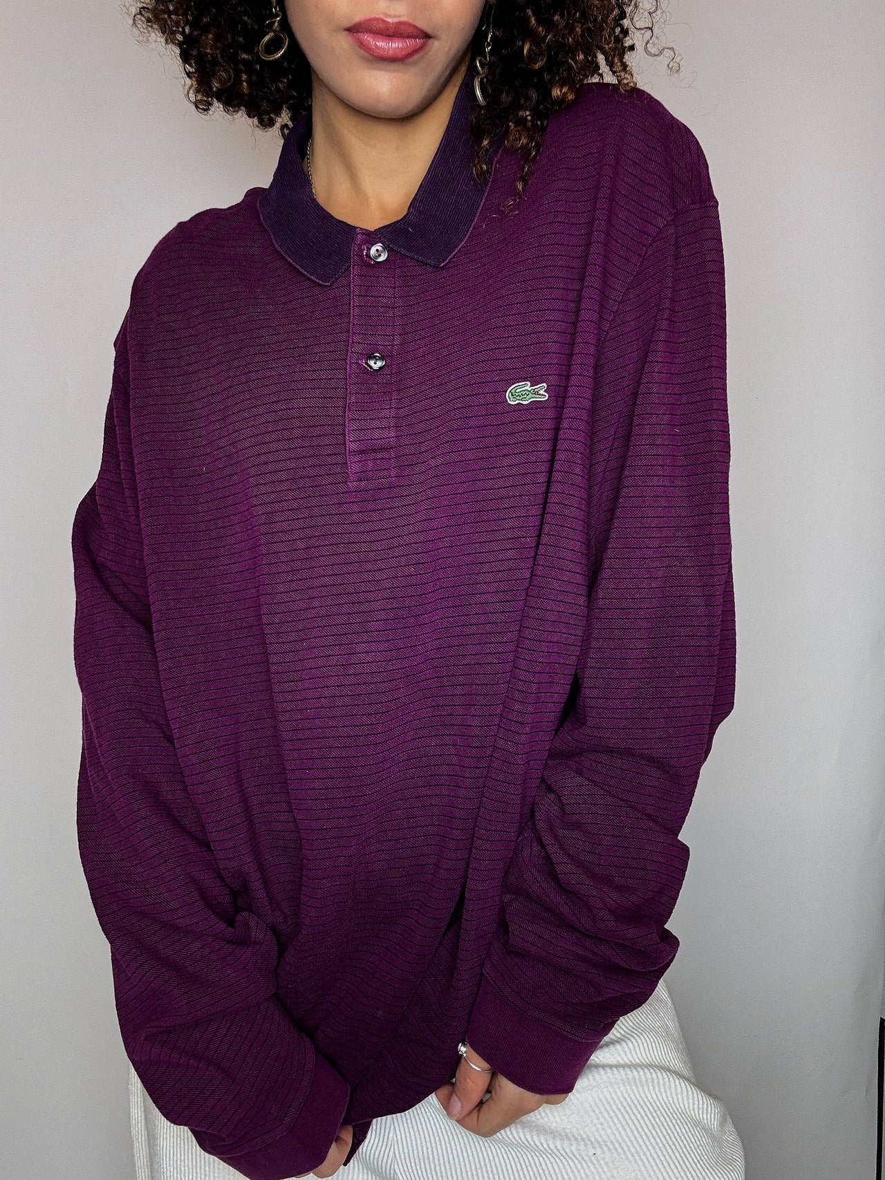 Polo manches longues violet LACOSTE 3XL vintage
