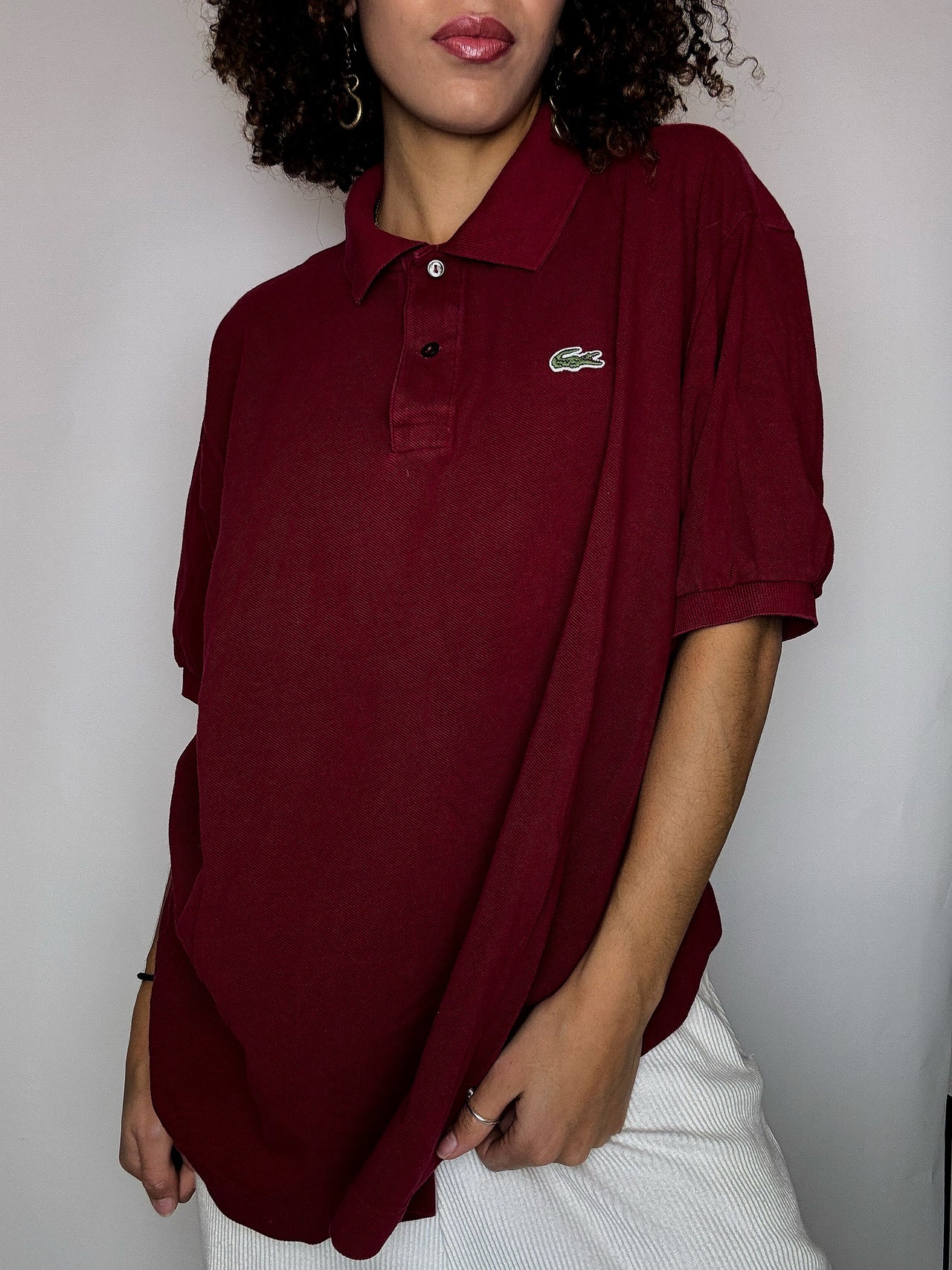 Polo manches courtes dark red LACOSTE 2XL vintage