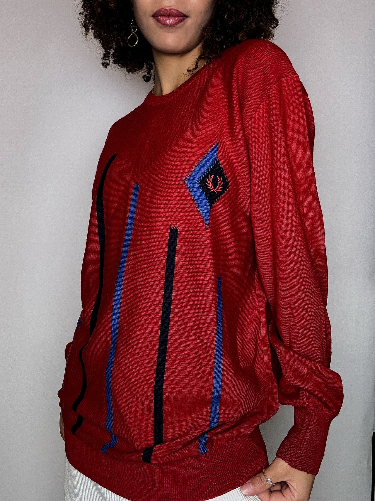 Pull imprimé rouge FRED PERRY M/L vintage