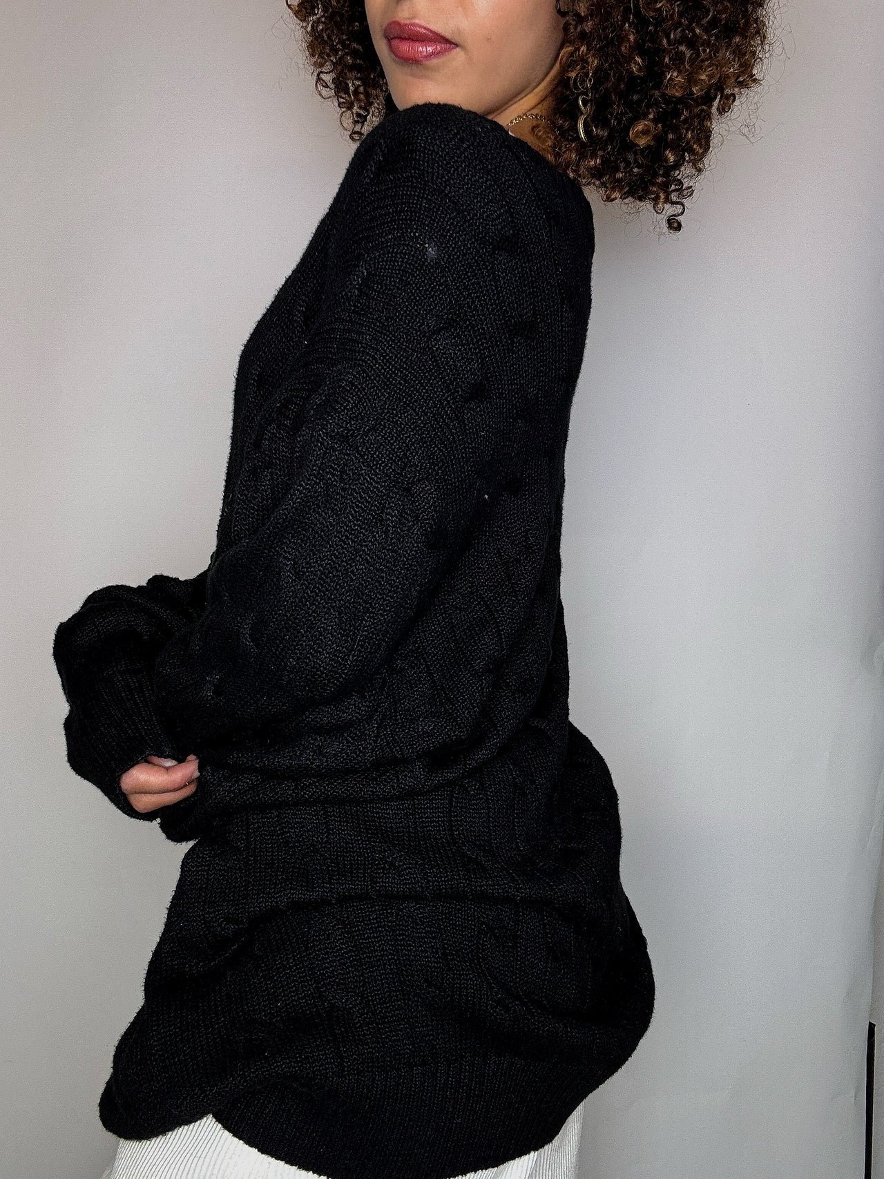 Pull tressé noir RALPH LAUREN XXL vintage