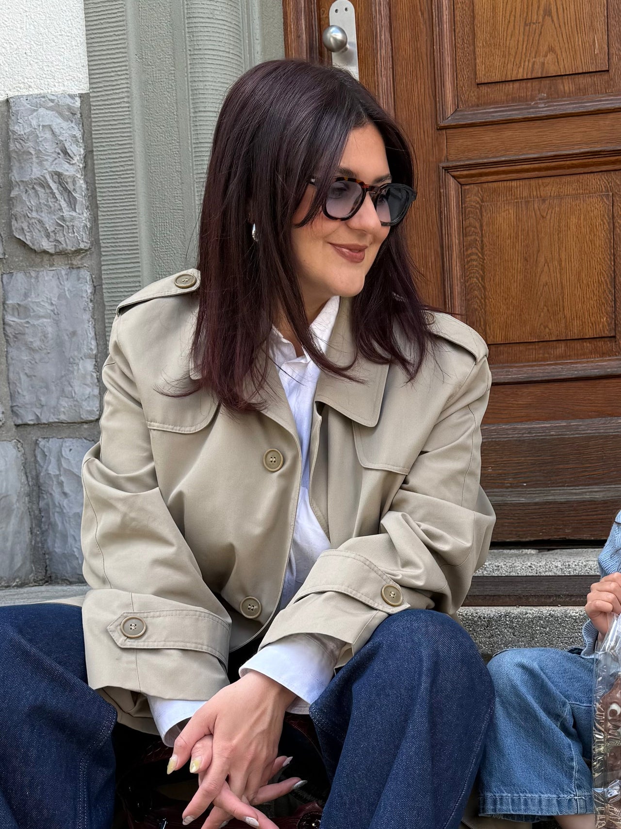 Vintage recycelte runde Schildpattbrille mit blauen Gläsern