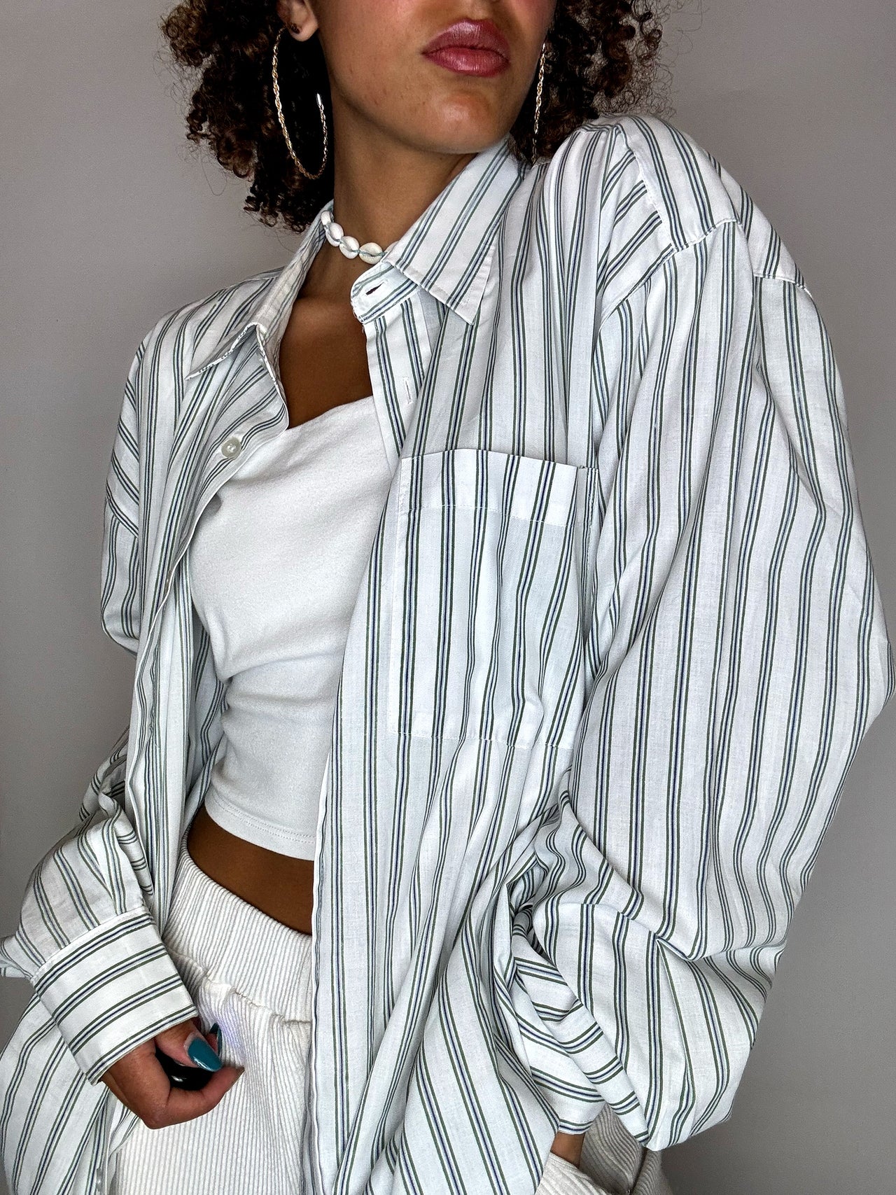 Chemise à rayures bleues XL vintage